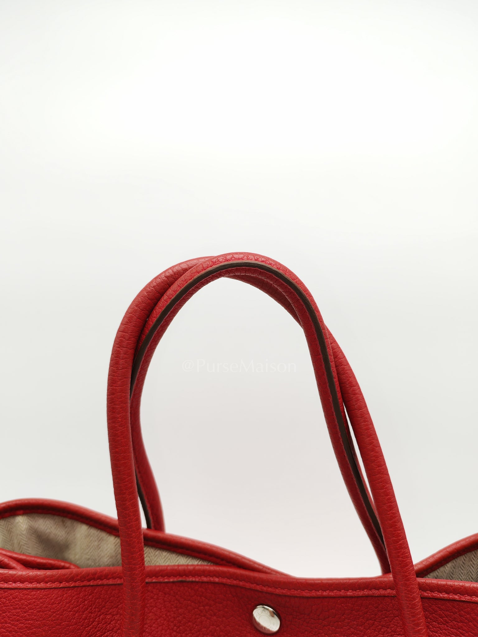 Garden Party Tote (GPT) 36 Rouge Red in Negoda Leather Palladium Hardware Stamp Square Q (2013) | Purse Maison Luxury Bags Shop
