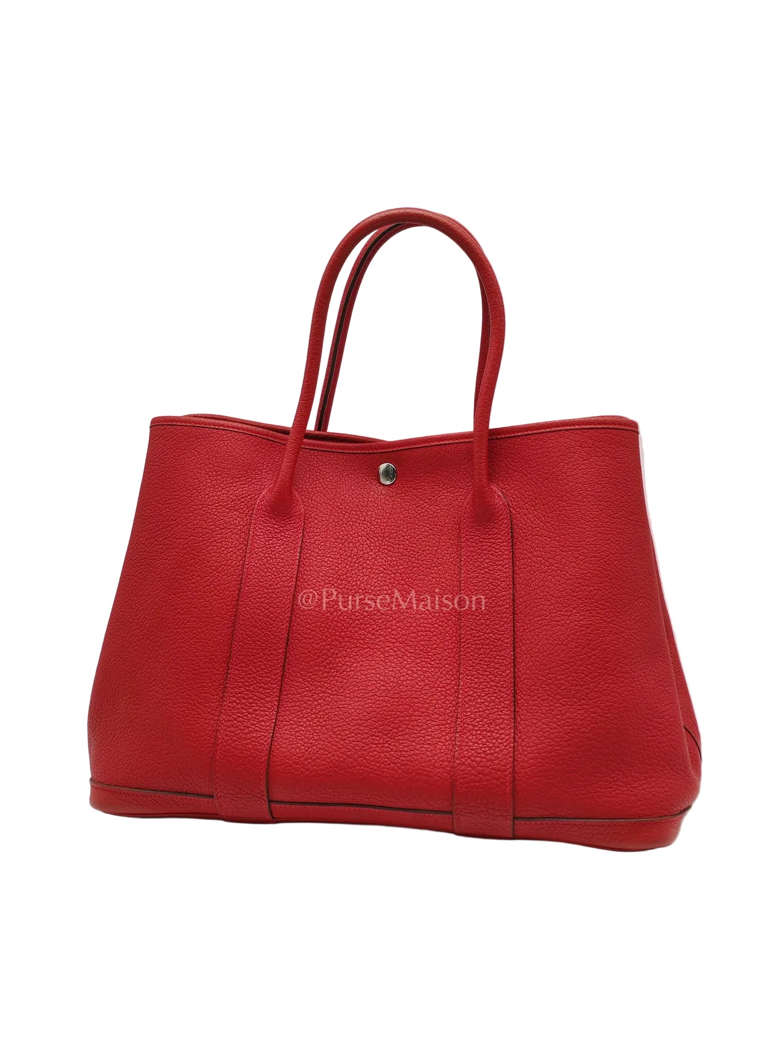 Garden Party Tote (GPT) 36 Rouge Red in Negoda Leather Palladium Hardware Stamp Square Q (2013) | Purse Maison Luxury Bags Shop