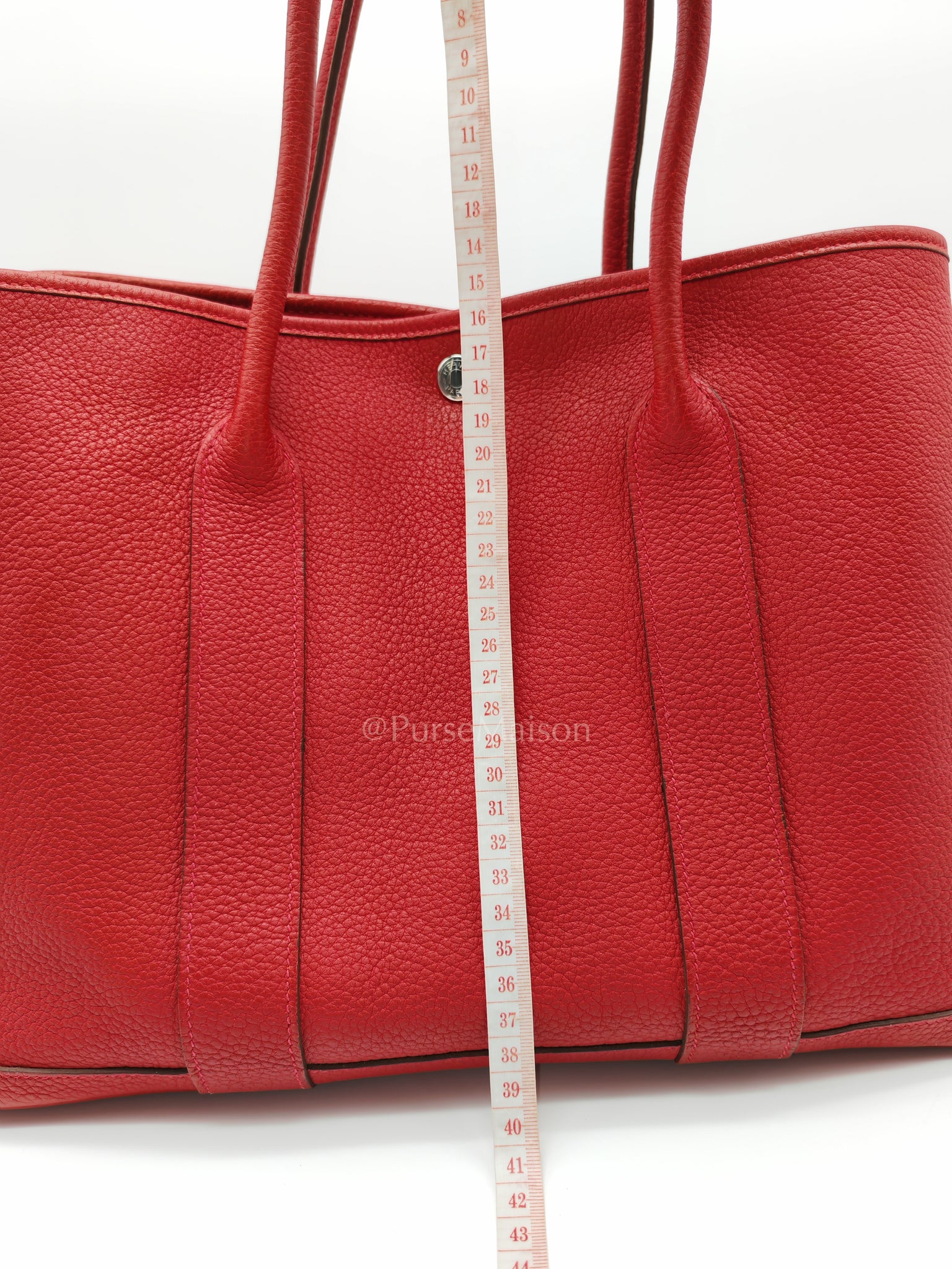 Garden Party Tote (GPT) 36 Rouge Red in Negoda Leather Palladium Hardware Stamp Square Q (2013) | Purse Maison Luxury Bags Shop