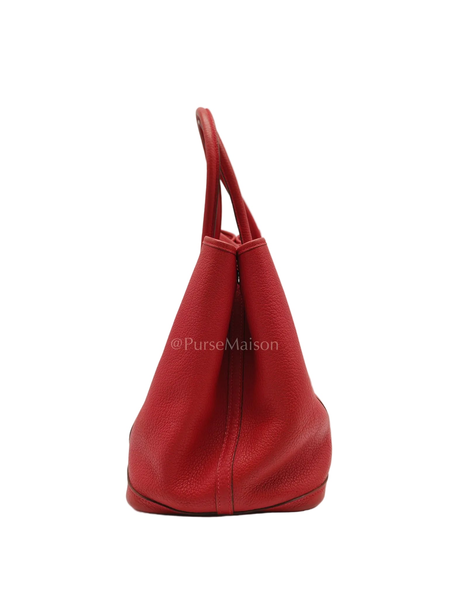 Garden Party Tote (GPT) 36 Rouge Red in Negoda Leather Palladium Hardware Stamp Square Q (2013) | Purse Maison Luxury Bags Shop