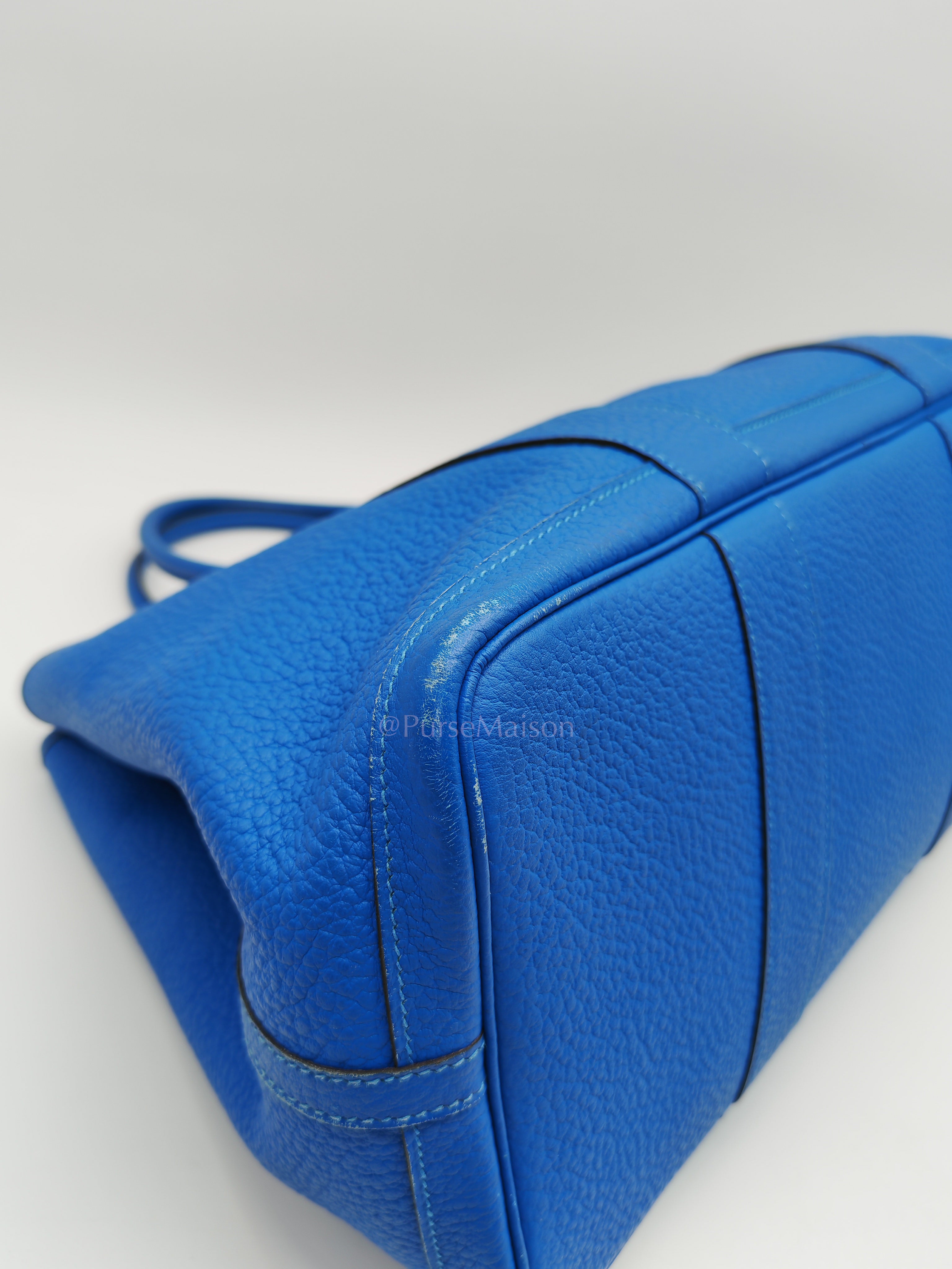 Garden Party Tote in Blue Hydra Fjord Leather and Palladium Hardware Stamp Square P (2012) | Purse Maison Luxury Bags Shop