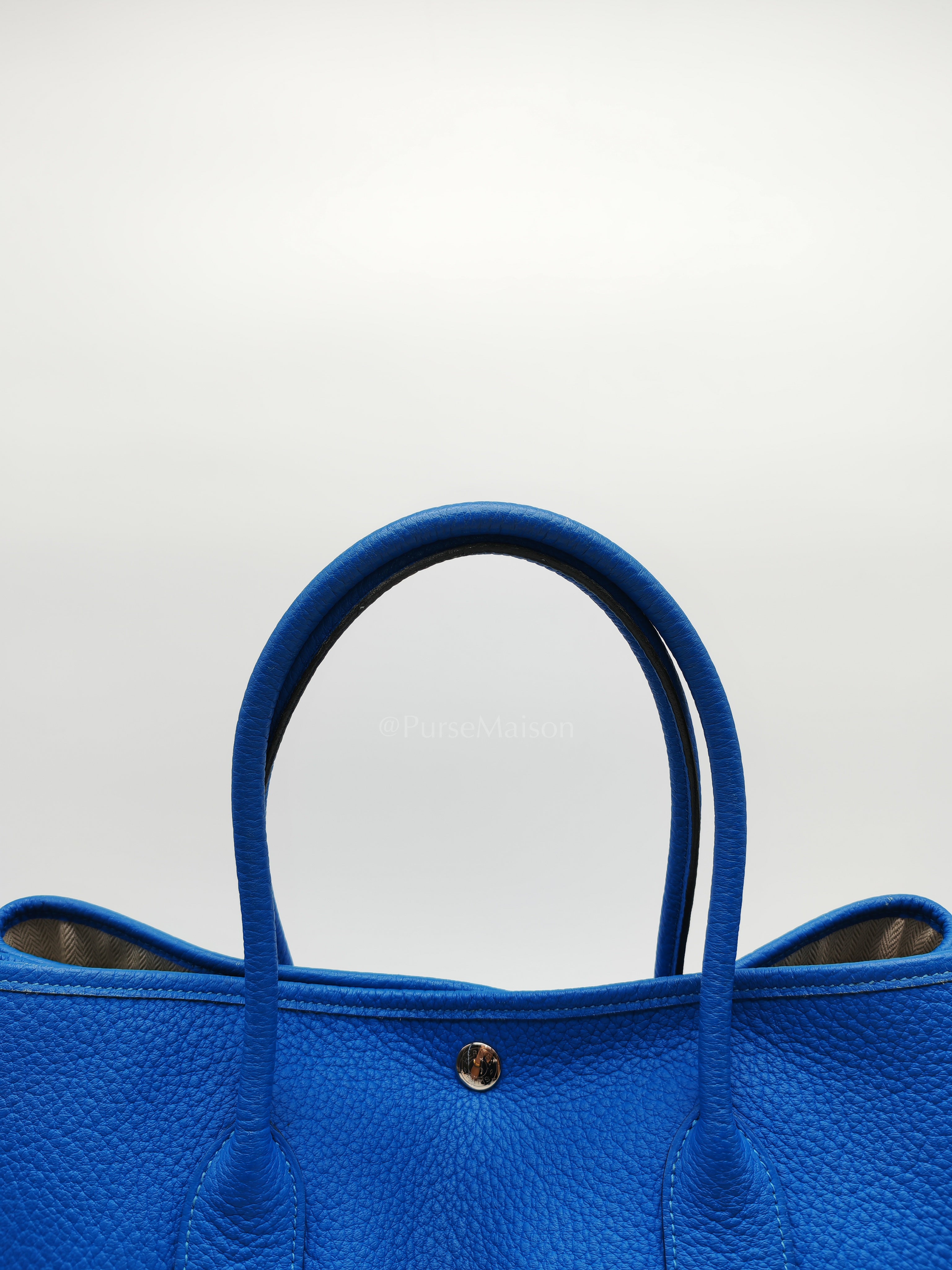Garden Party Tote in Blue Hydra Fjord Leather and Palladium Hardware Stamp Square P (2012) | Purse Maison Luxury Bags Shop