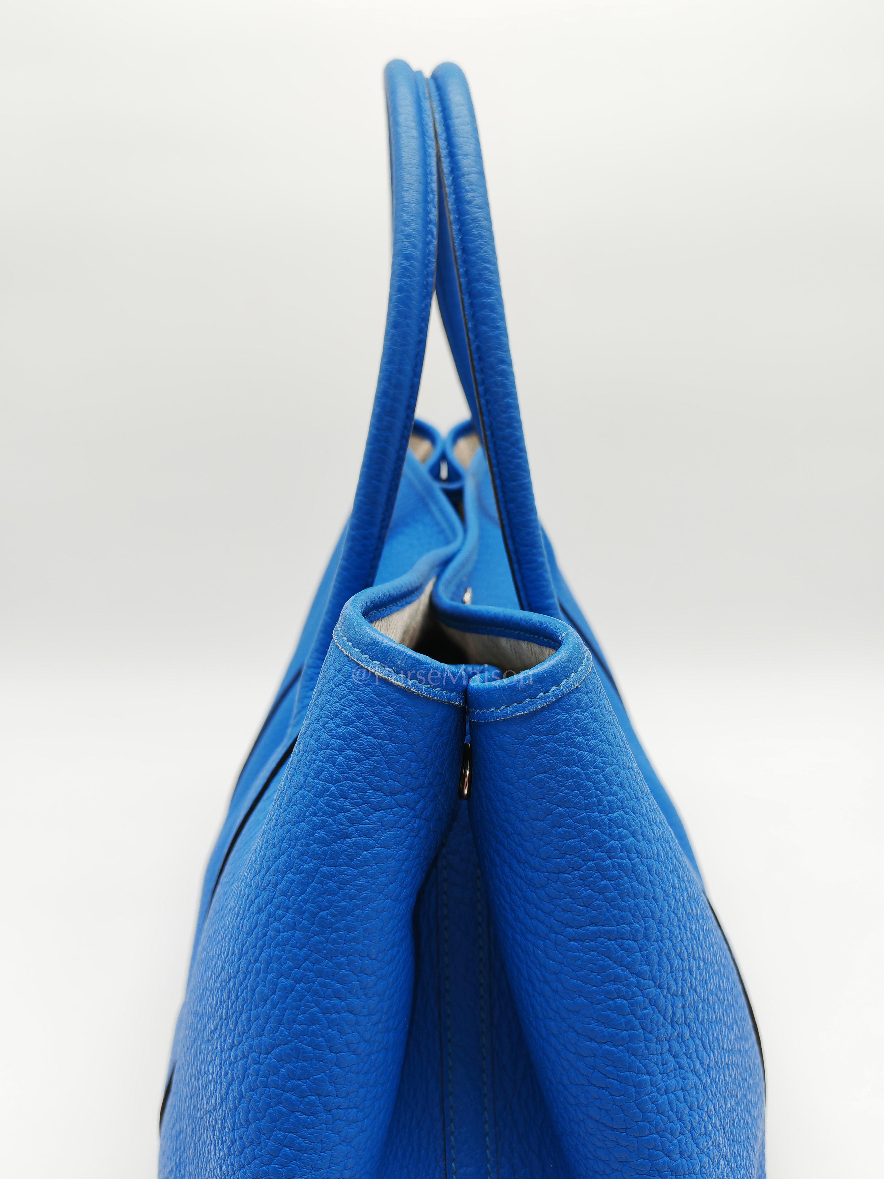 Garden Party Tote in Blue Hydra Fjord Leather and Palladium Hardware Stamp Square P (2012) | Purse Maison Luxury Bags Shop