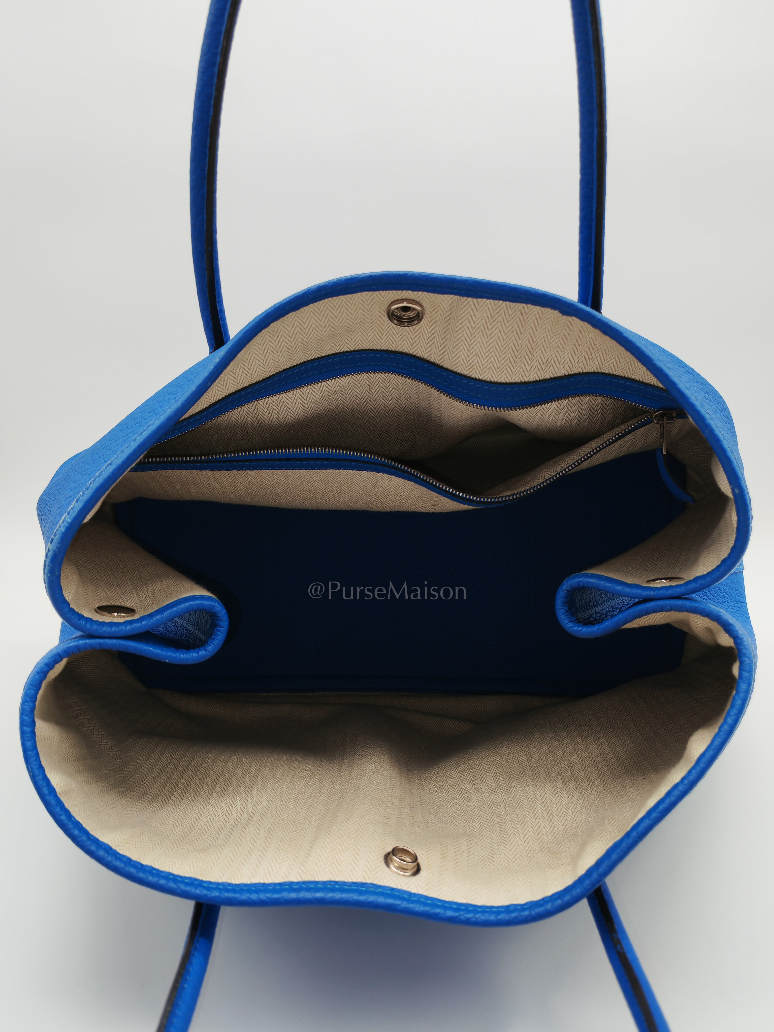 Garden Party Tote in Blue Hydra Fjord Leather and Palladium Hardware Stamp Square P (2012) | Purse Maison Luxury Bags Shop