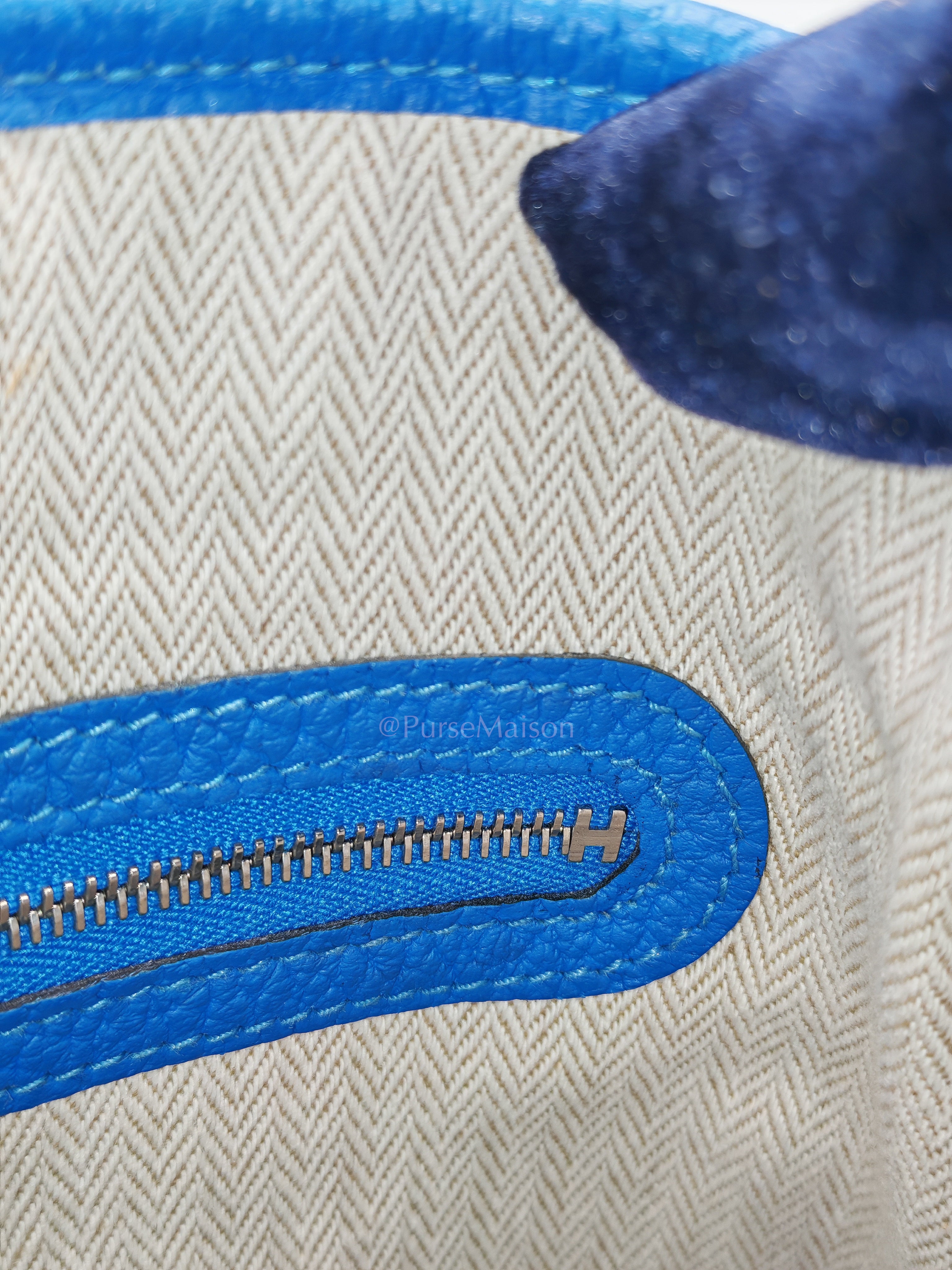 Garden Party Tote in Blue Hydra Fjord Leather and Palladium Hardware Stamp Square P (2012) | Purse Maison Luxury Bags Shop
