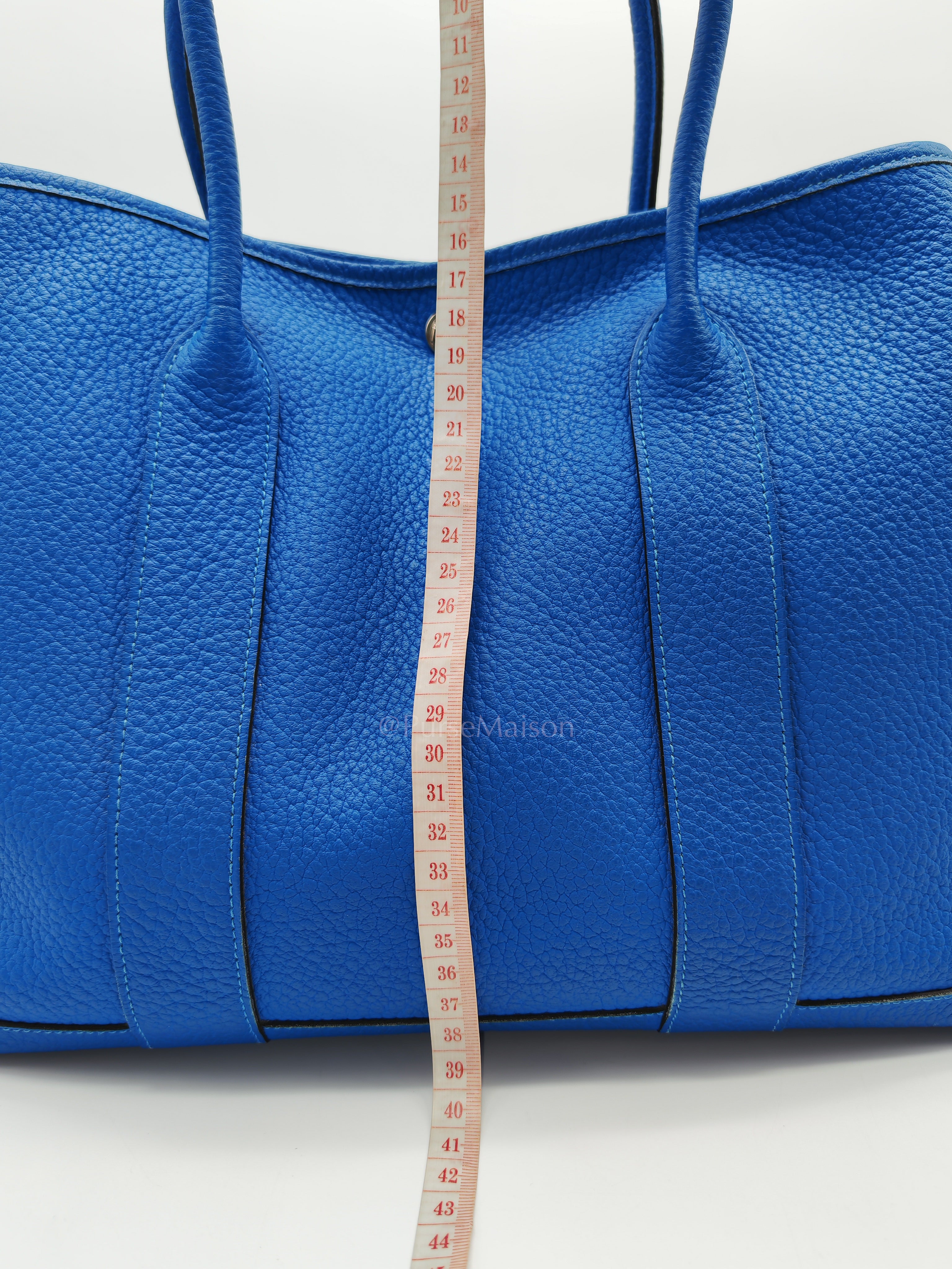 Garden Party Tote in Blue Hydra Fjord Leather and Palladium Hardware Stamp Square P (2012) | Purse Maison Luxury Bags Shop