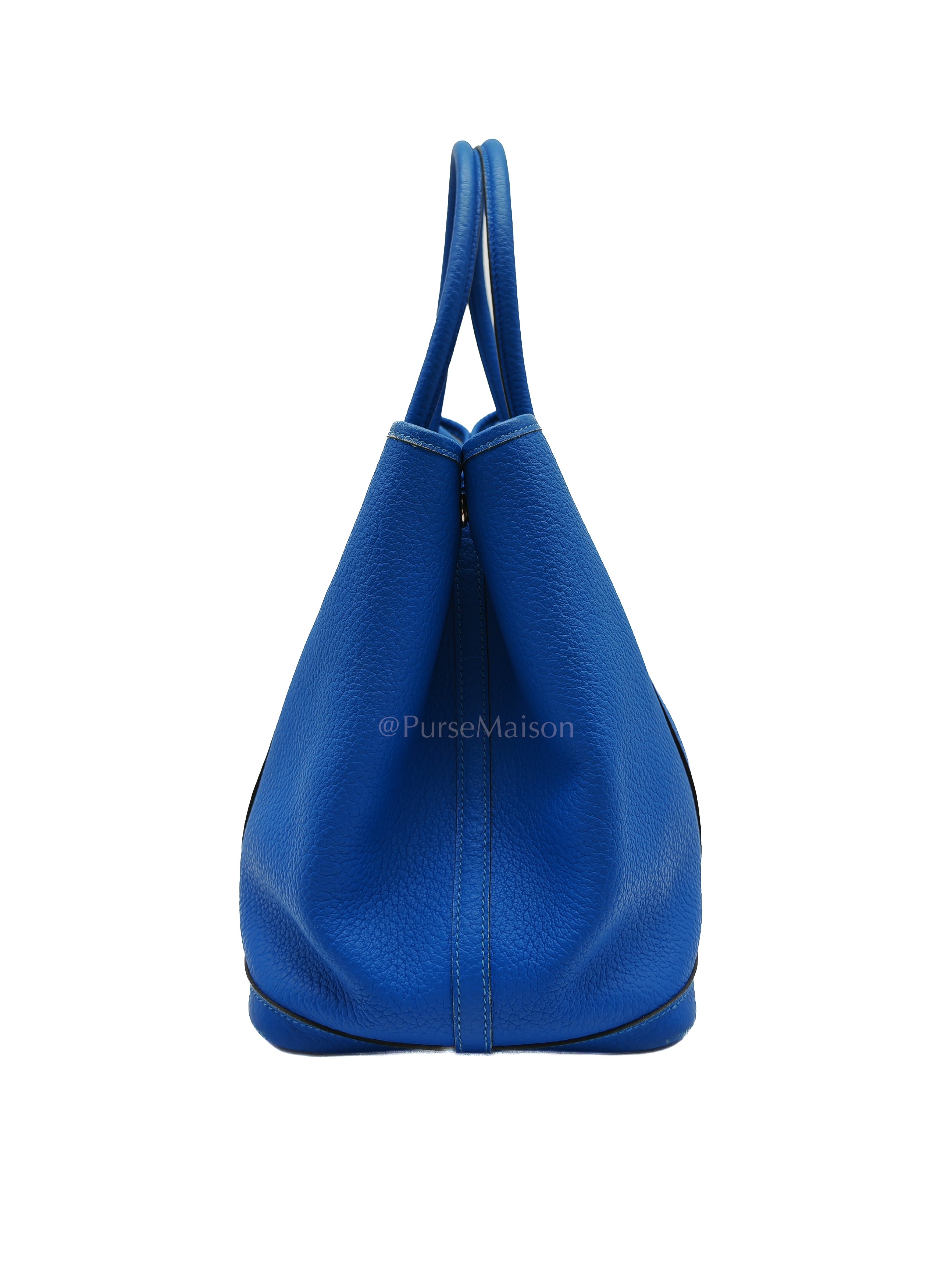 Garden Party Tote in Blue Hydra Fjord Leather and Palladium Hardware Stamp Square P (2012) | Purse Maison Luxury Bags Shop