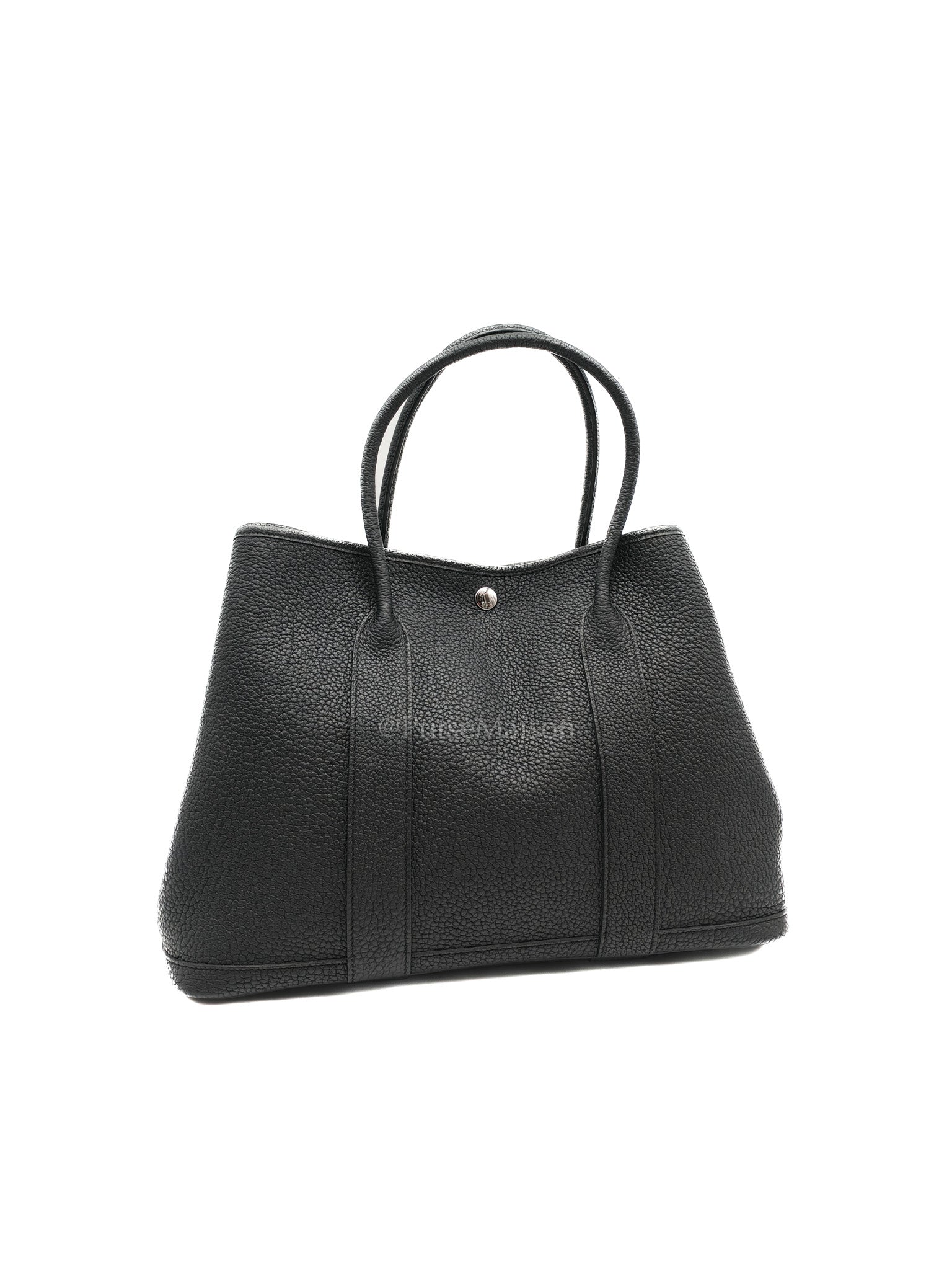 Garden Party Tote 36 (GPT) in Black Veau Negonda Leather and Palladium Hardware Stamp G (2026)