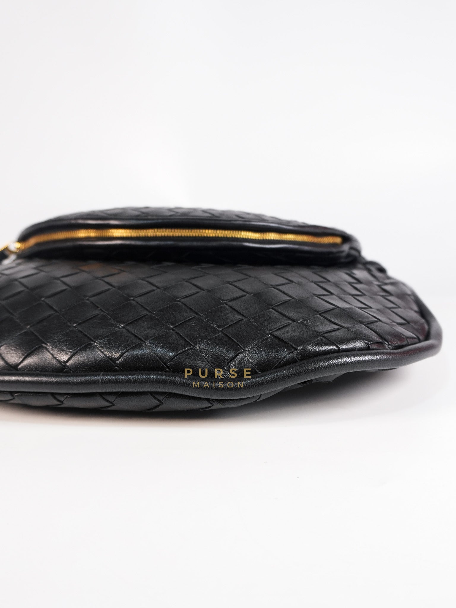 Gemeni Shoulder Bag Medium in Black Leather | Purse Maison Luxury Bags Shop