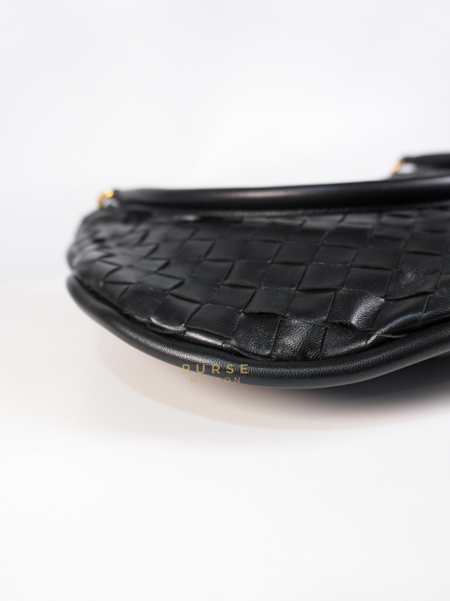 Gemeni Shoulder Bag Medium in Black Leather | Purse Maison Luxury Bags Shop