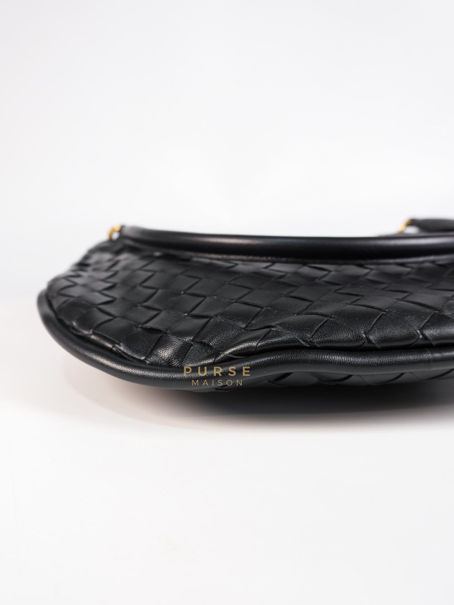 Gemeni Shoulder Bag Medium in Black Leather | Purse Maison Luxury Bags Shop