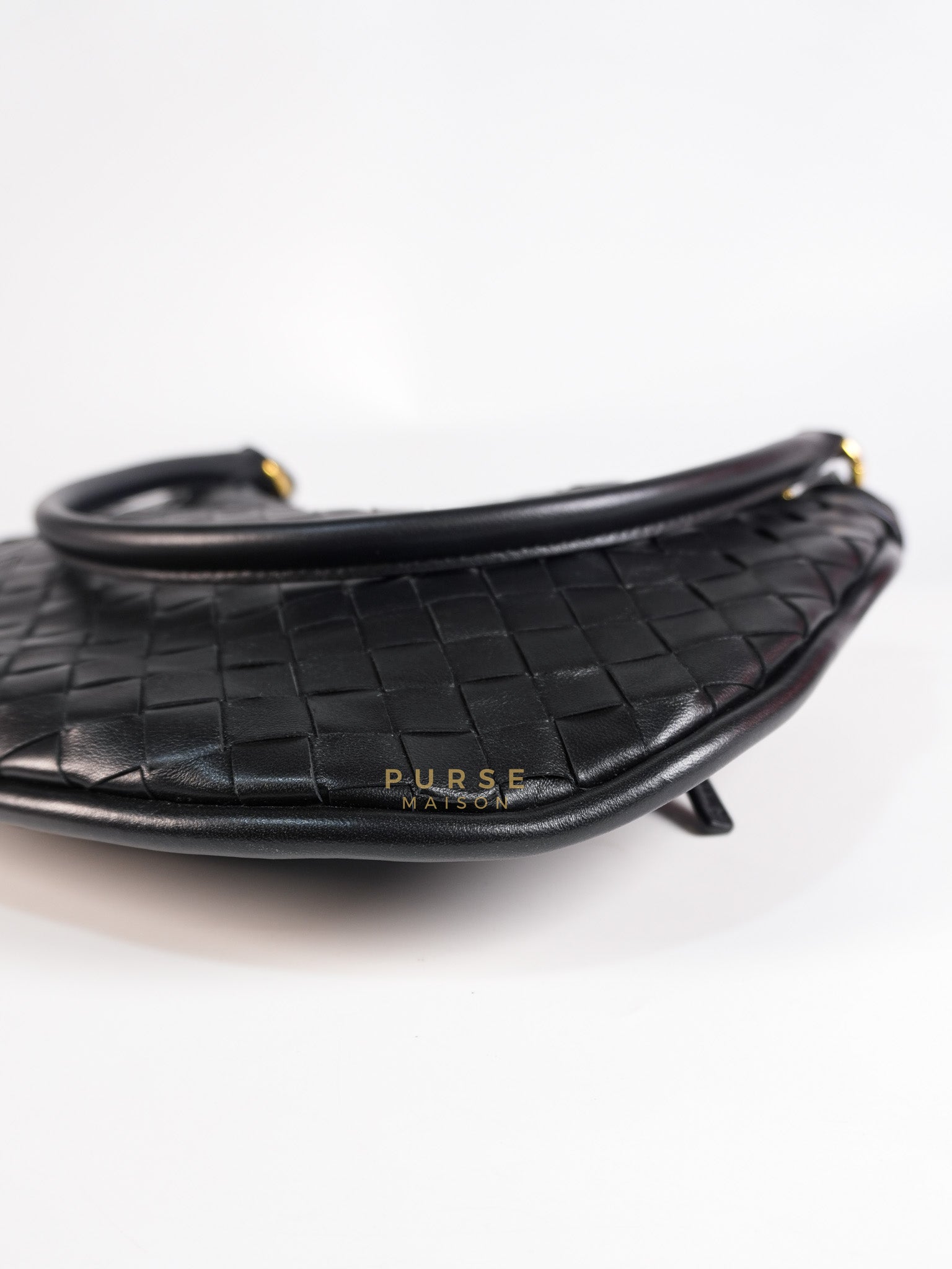 Gemeni Shoulder Bag Medium in Black Leather | Purse Maison Luxury Bags Shop
