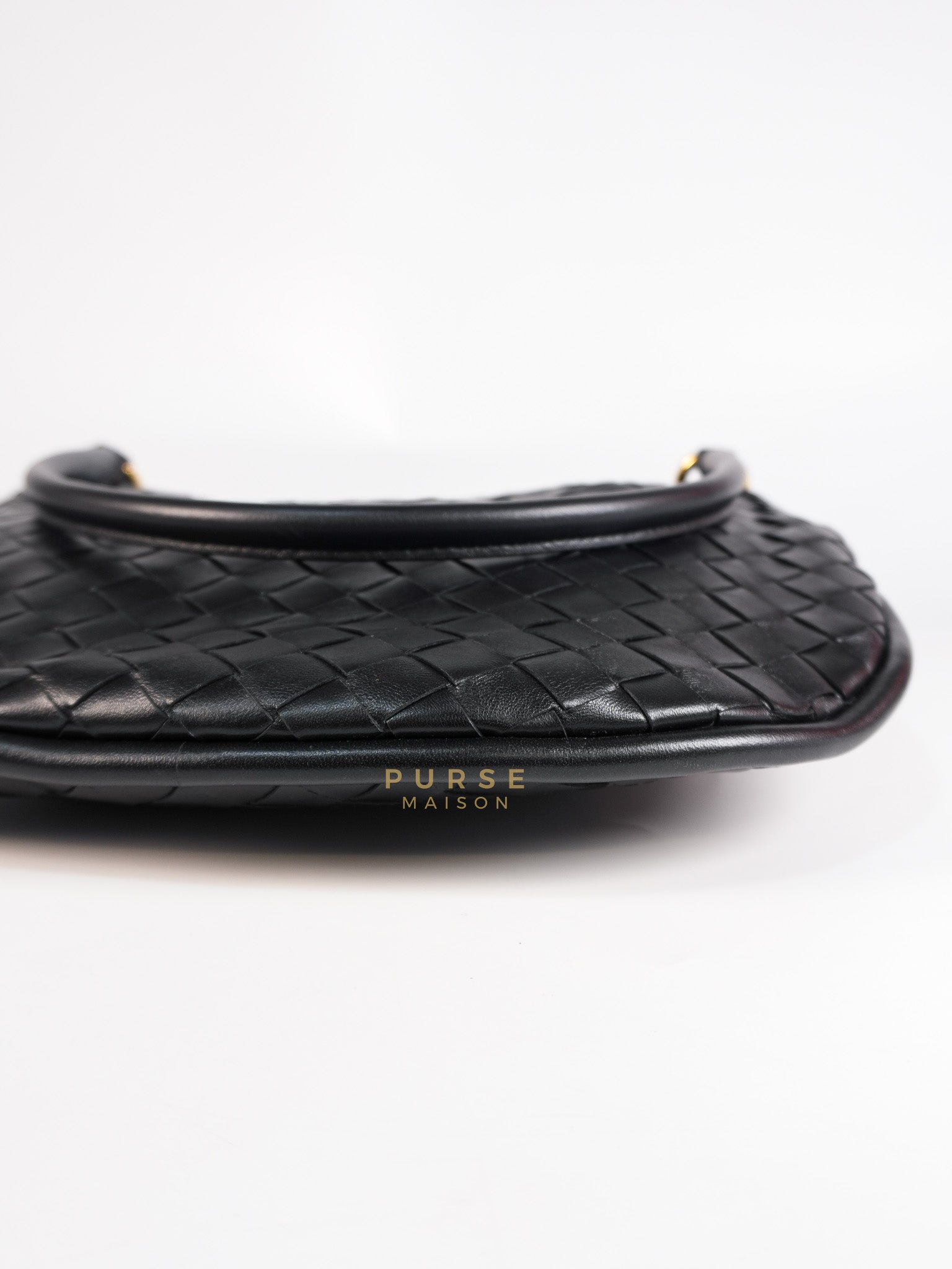 Gemeni Shoulder Bag Medium in Black Leather | Purse Maison Luxury Bags Shop