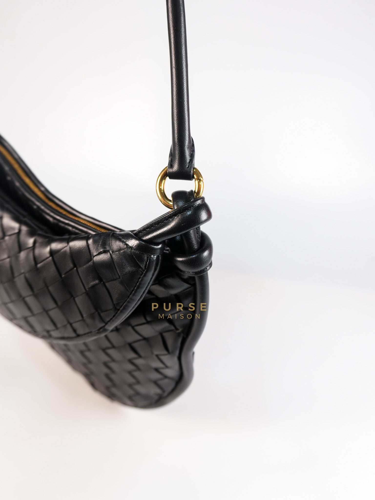 Gemeni Shoulder Bag Medium in Black Leather | Purse Maison Luxury Bags Shop