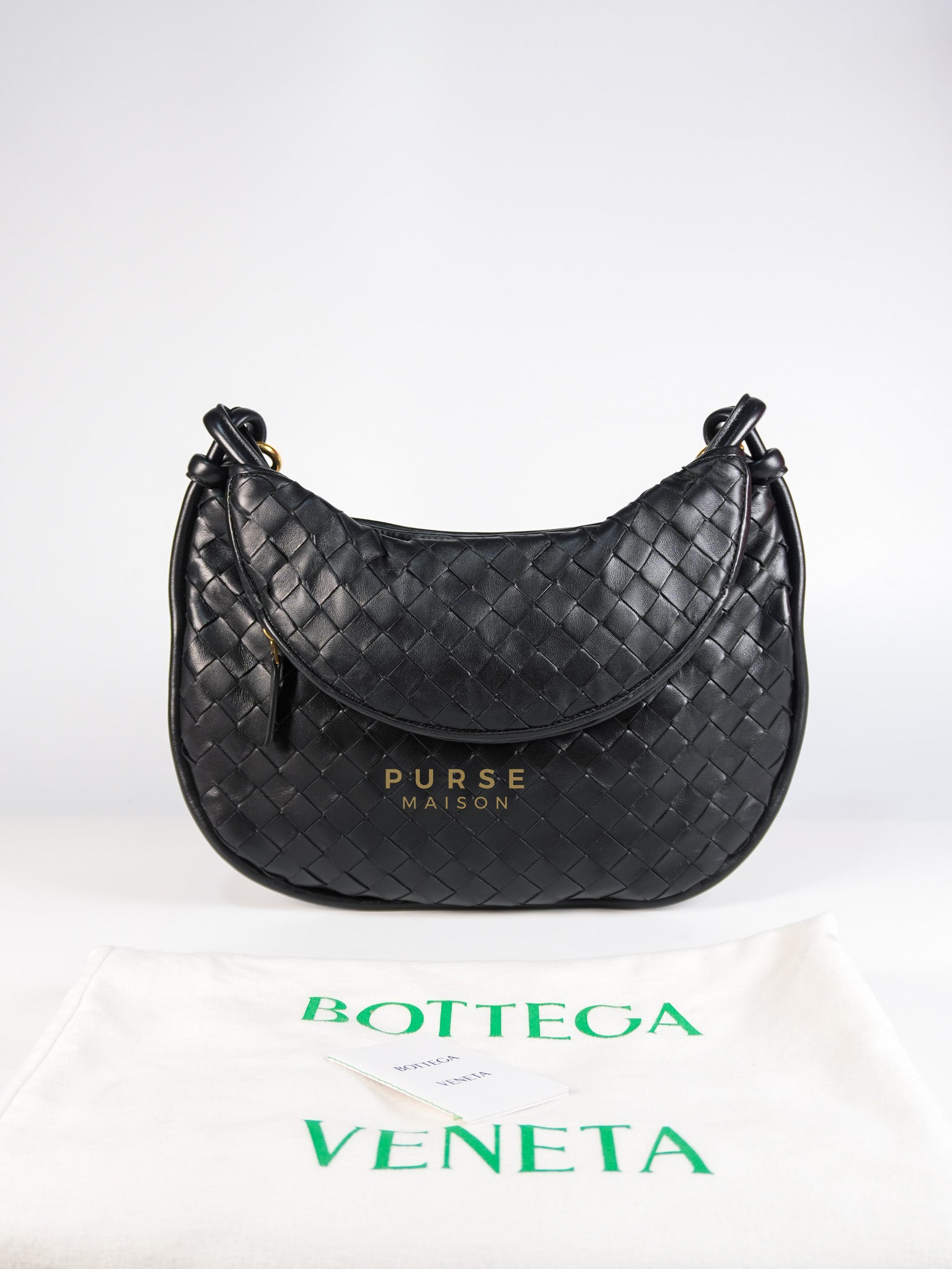 Gemeni Shoulder Bag Medium in Black Leather | Purse Maison Luxury Bags Shop