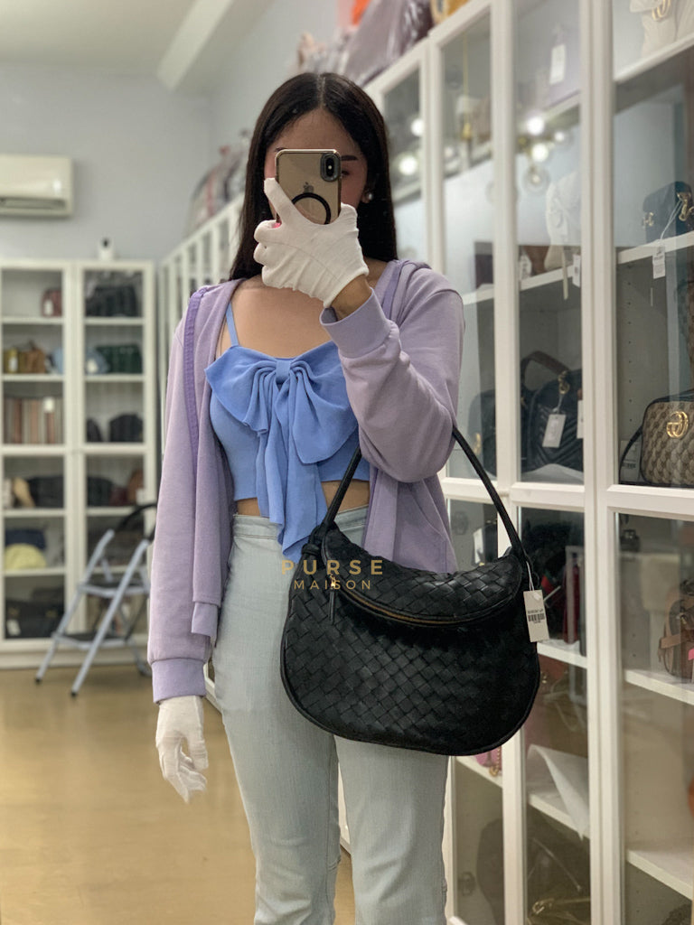 Gemeni Shoulder Bag Medium in Black Leather | Purse Maison Luxury Bags Shop