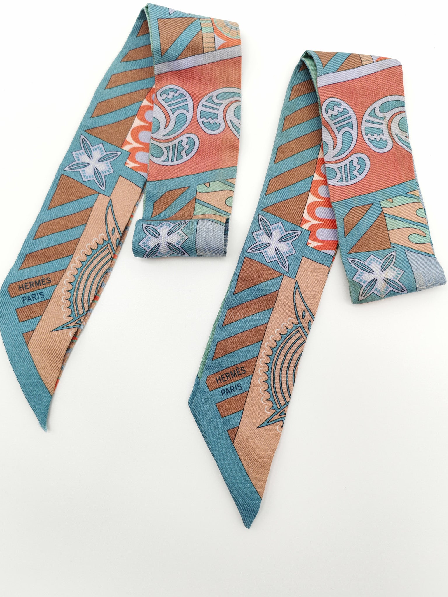 Geometrie Silk Twilly (Pair) | Purse Maison Luxury Bags Shop