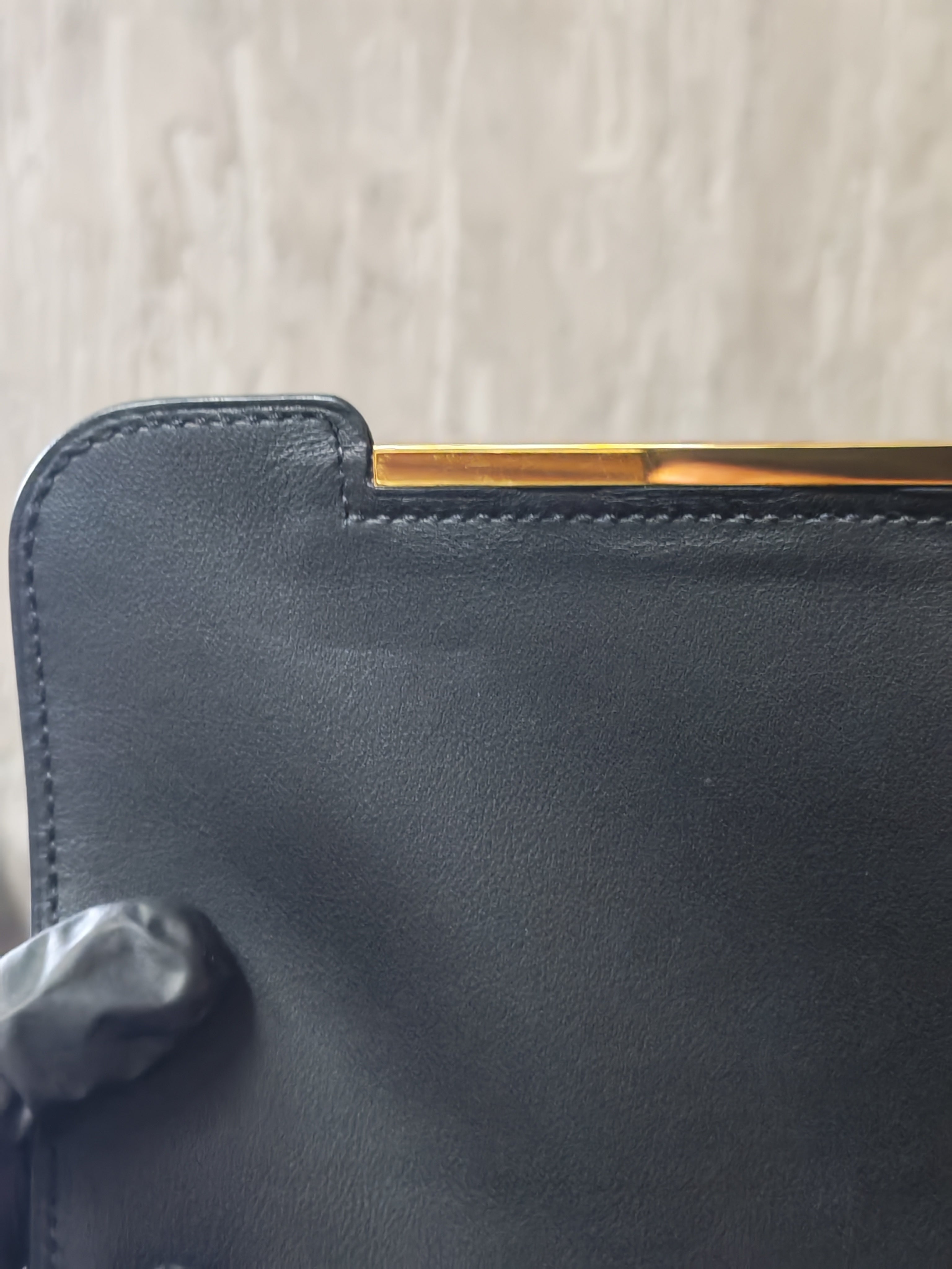 Geta Bag in Black Chevre Mysore Leather and Gold Hardware Stamp B (2023) | Purse Maison Luxury Bags Shop