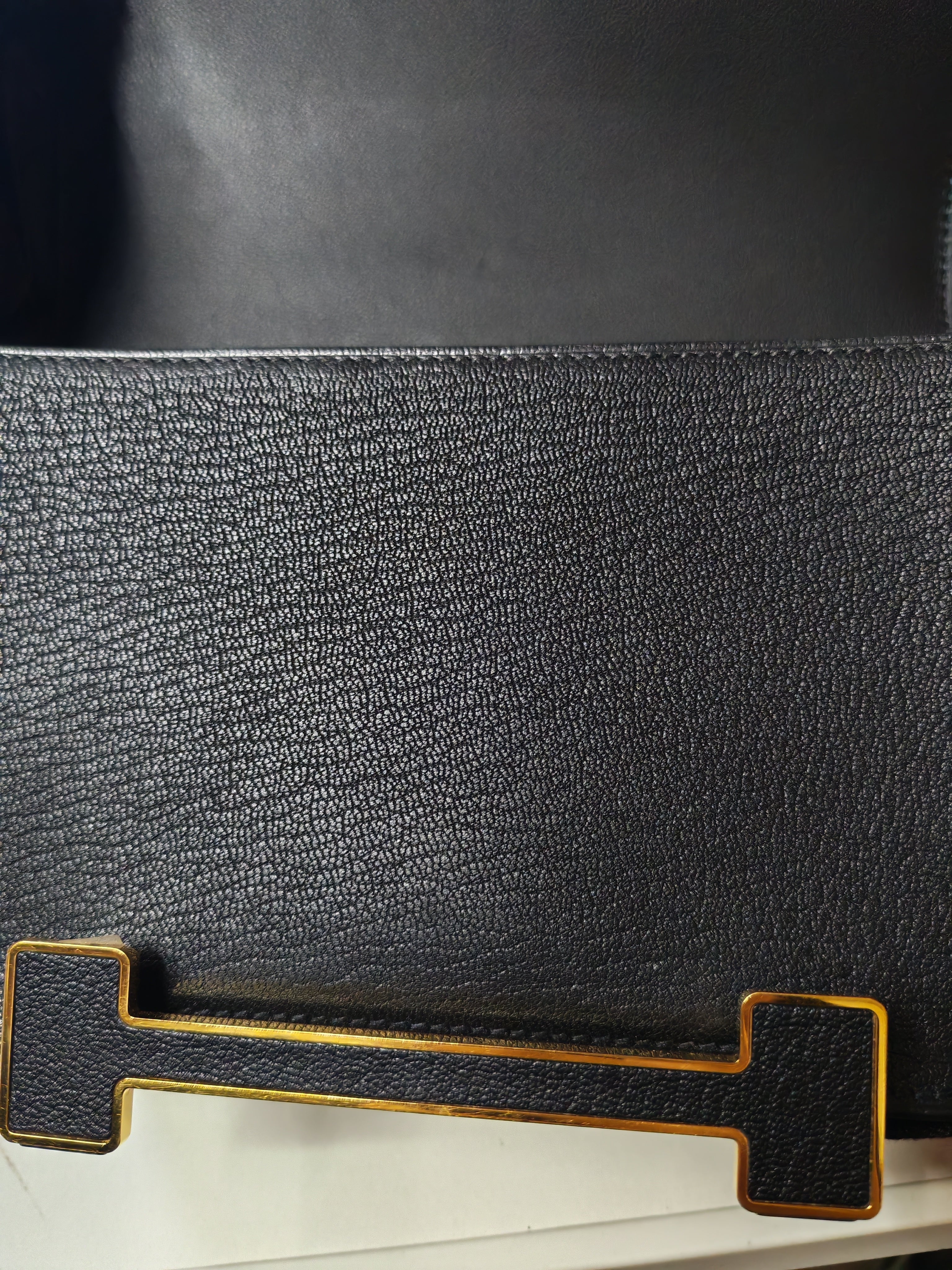 Geta Bag in Black Chevre Mysore Leather and Gold Hardware Stamp B (2023) | Purse Maison Luxury Bags Shop