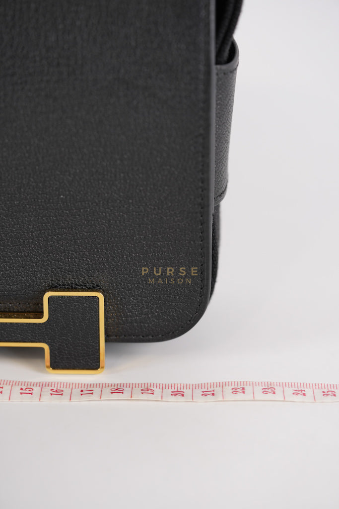 Geta Bag in Black Chevre Mysore Leather and Gold Hardware Stamp B (2023) | Purse Maison Luxury Bags Shop