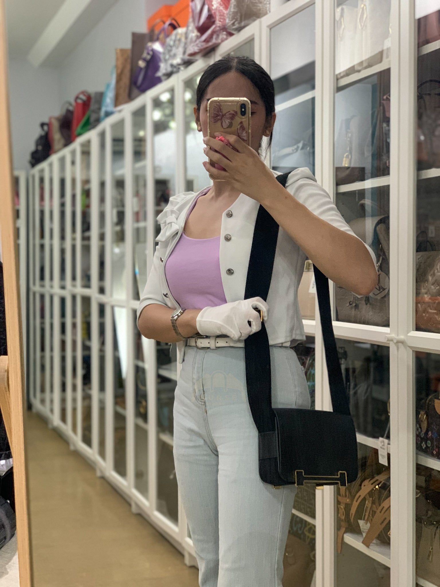 Geta Bag in Black Chevre Mysore Leather and Gold Hardware Stamp B (2023) | Purse Maison Luxury Bags Shop