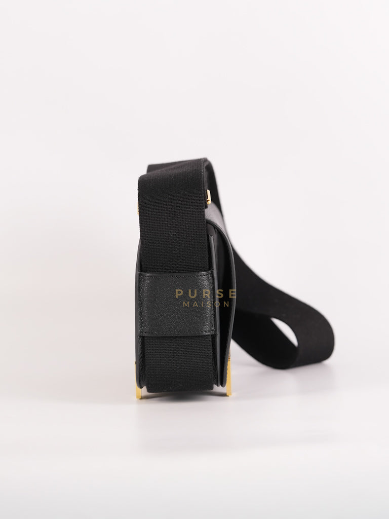 Geta Bag in Black Chevre Mysore Leather and Gold Hardware Stamp B (2023) | Purse Maison Luxury Bags Shop