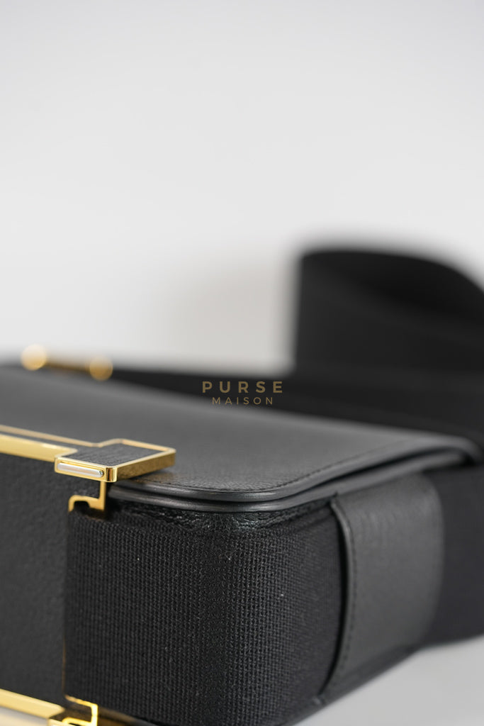 Geta Bag in Black Chevre Mysore Leather and Gold Hardware Stamp B (2023) | Purse Maison Luxury Bags Shop