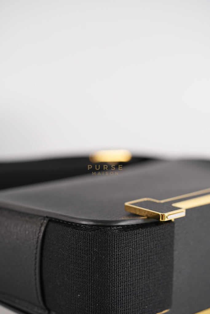 Geta Bag in Black Chevre Mysore Leather and Gold Hardware Stamp B (2023) | Purse Maison Luxury Bags Shop