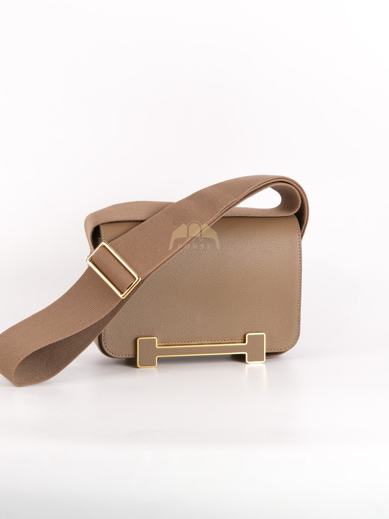 Geta Bag in Etoupe Chevre Mysore Leather & Gold Hardware Stamp B (2023) | Purse Maison Luxury Bags Shop