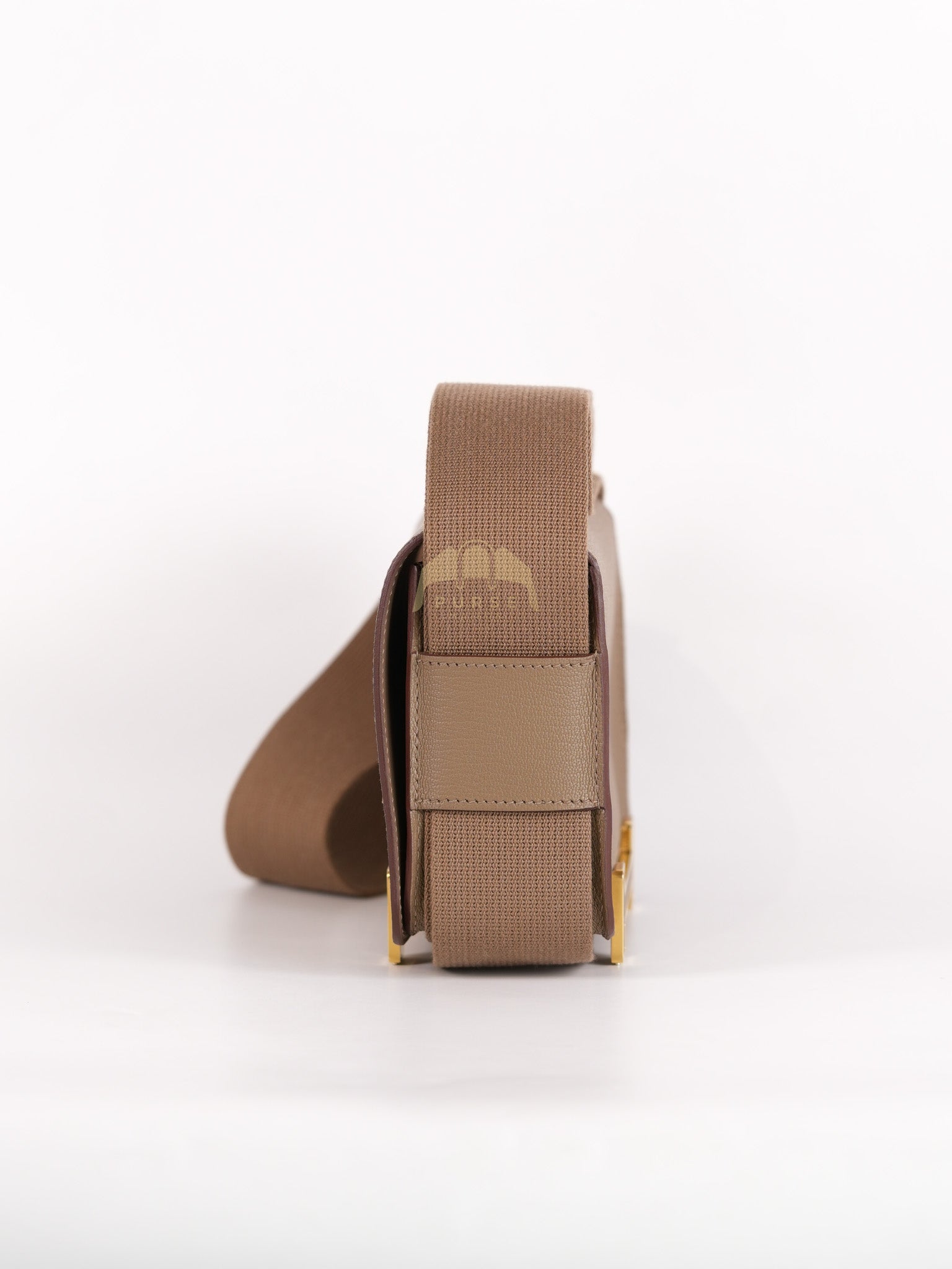 Geta Bag in Etoupe Chevre Mysore Leather & Gold Hardware Stamp B (2023) | Purse Maison Luxury Bags Shop