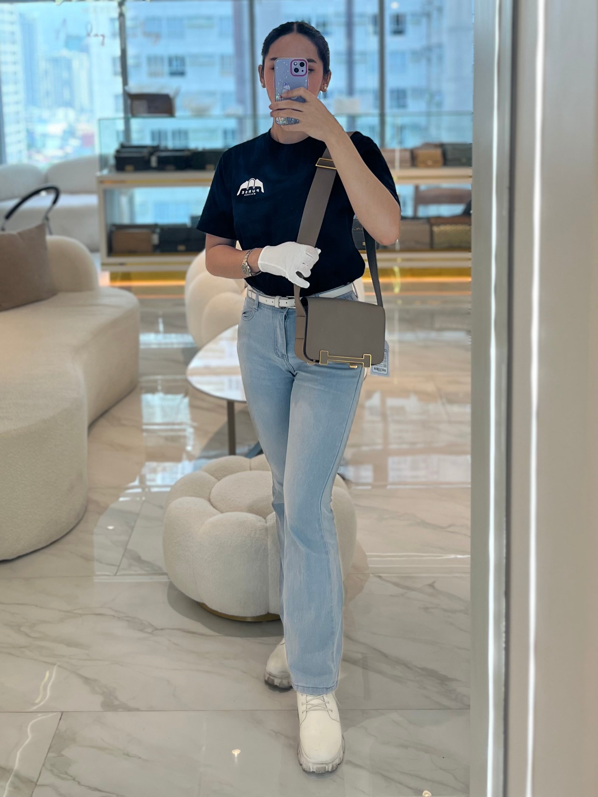 Geta Etoupe in Mysore Chevre Leather and Gold Hardware Stamp U (2022) | Purse Maison Luxury Bags Shop