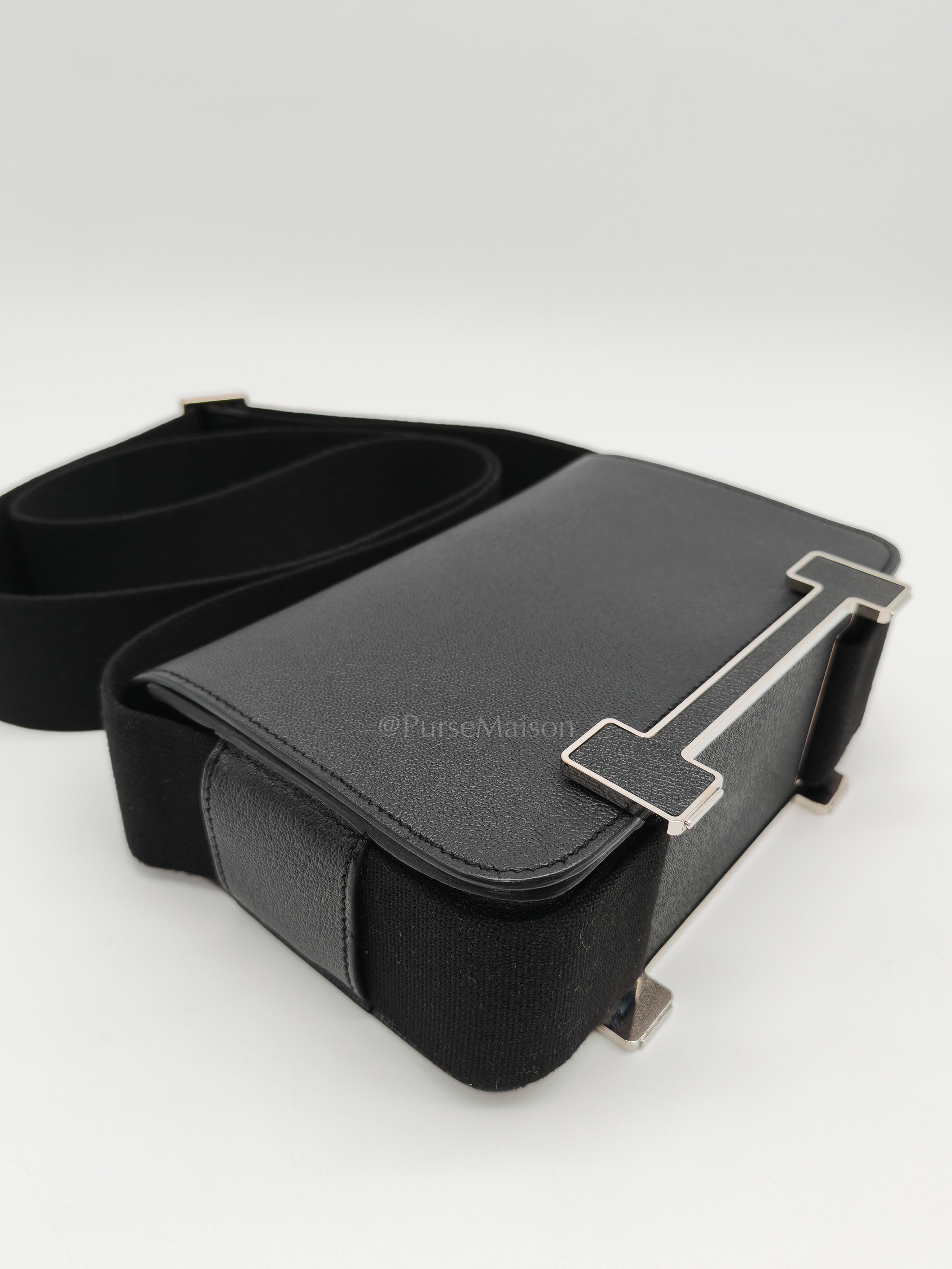 Geta in Black Chevre Mysore Leather and Palladium Hardware Stamp B (2023) | Purse Maison Luxury Bags Shop