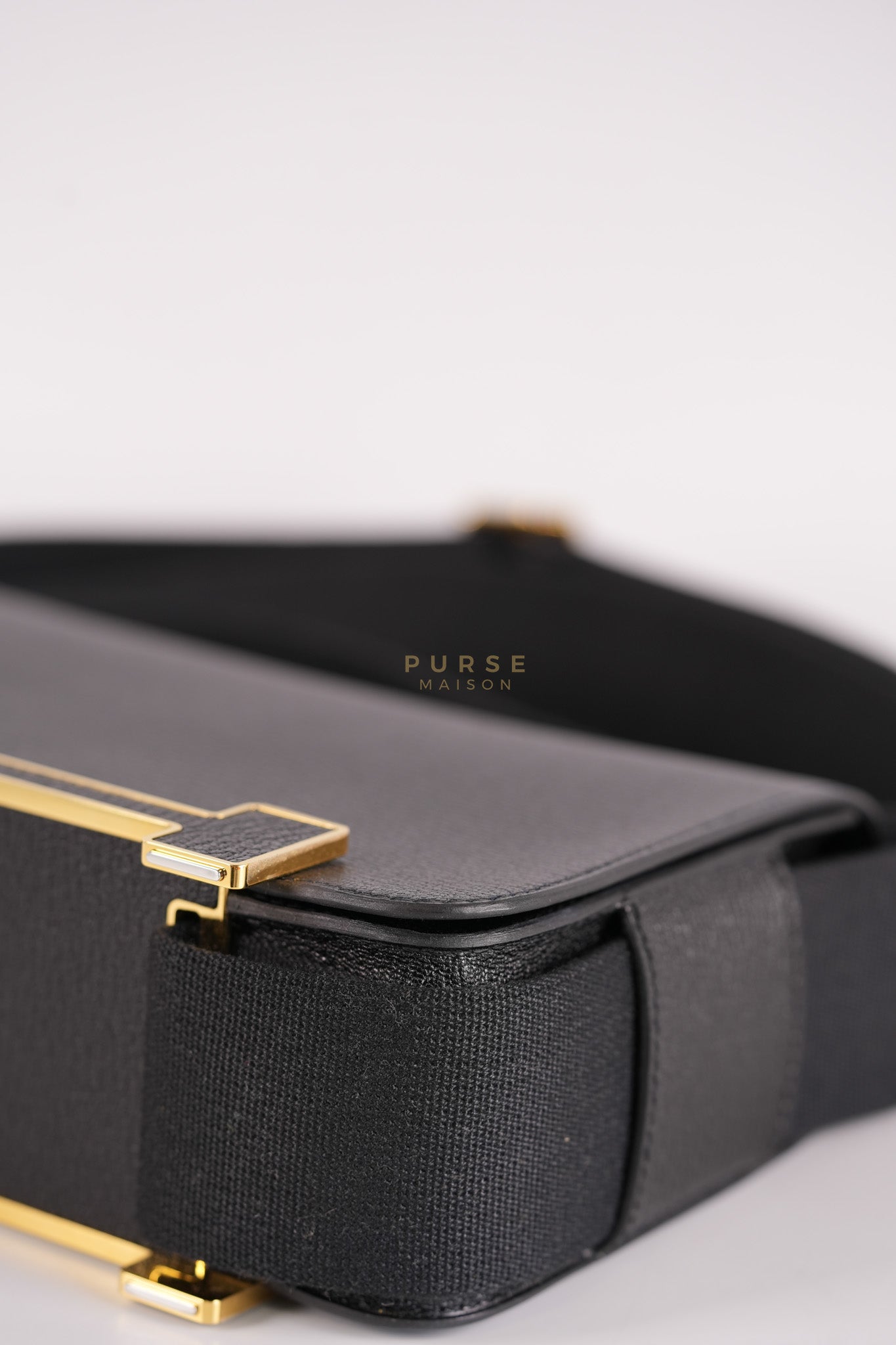 Geta in Black Chevre Mysore Sangle Fibre and Gold Hardware Stamp U (2022) | Purse Maison Luxury Bags Shop