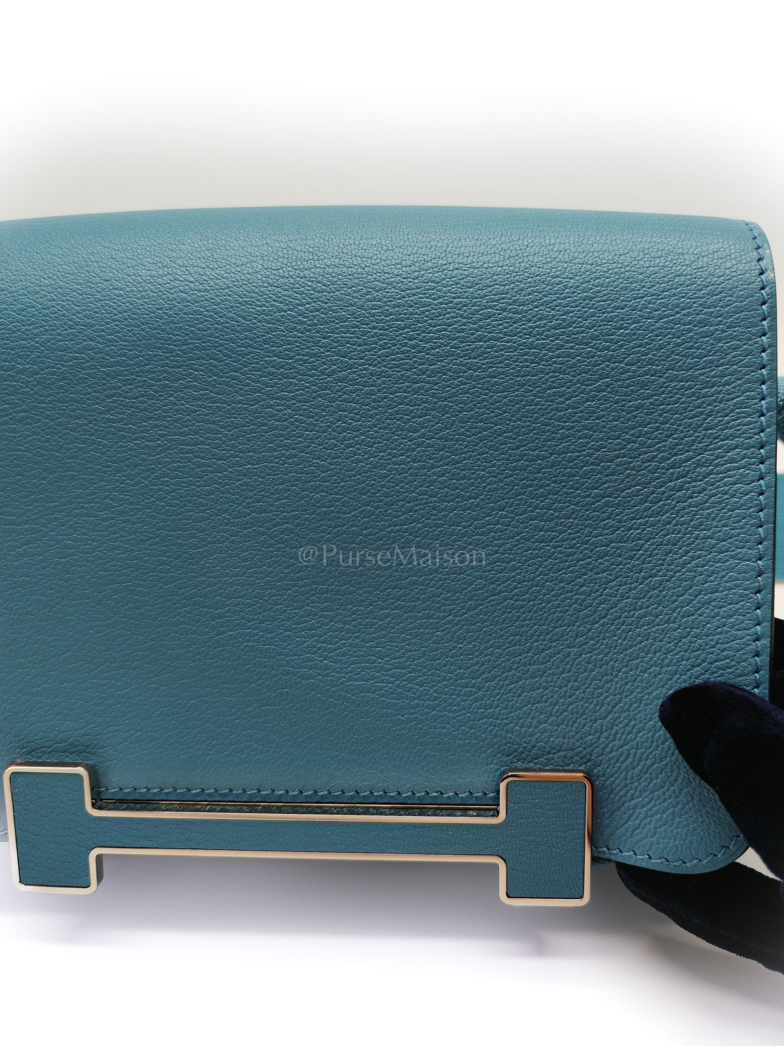 Geta in Blue Jean Chevre Mysore Leather Palladium Stamp W(2024) | Purse Maison Luxury Bags Shop