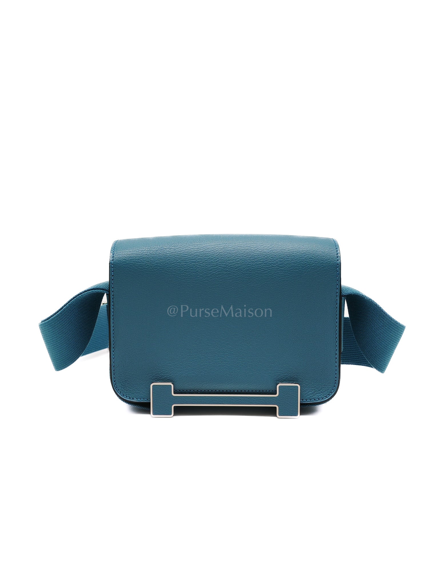 Geta in Blue Jean Chevre Mysore Leather Palladium Stamp W(2024) | Purse Maison Luxury Bags Shop