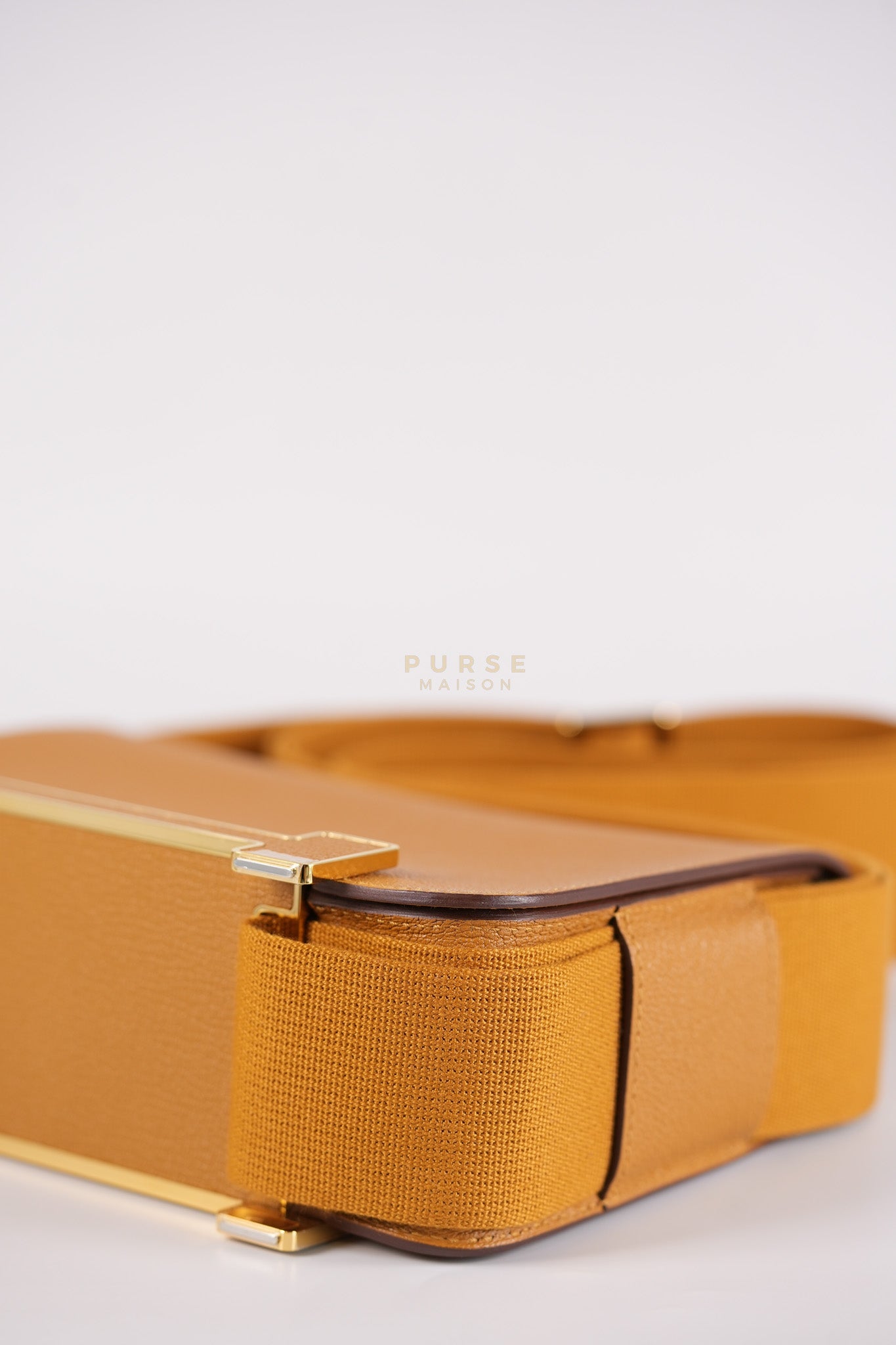 Geta in Camel Chevre Mysore Leather & Gold Hardware Stamp W (2024) | Purse Maison Luxury Bags Shop