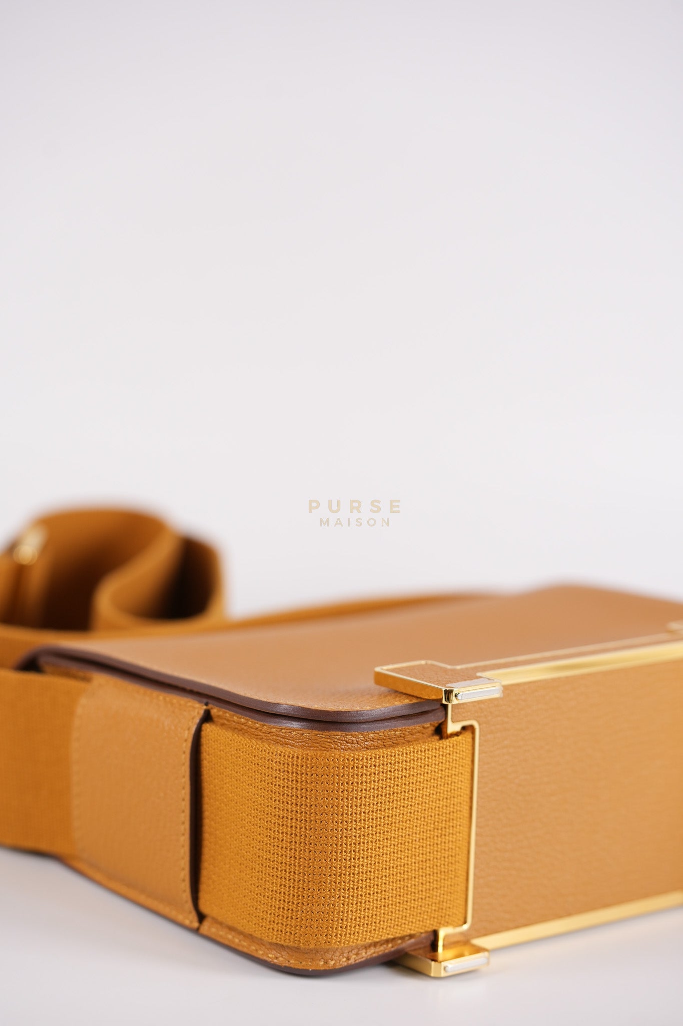 Geta in Camel Chevre Mysore Leather & Gold Hardware Stamp W (2024) | Purse Maison Luxury Bags Shop