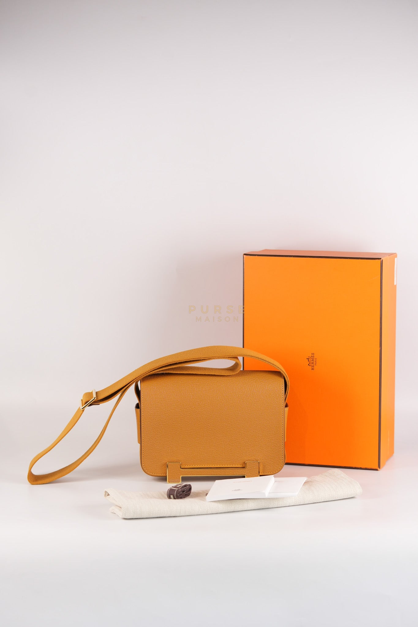 Geta in Camel Chevre Mysore Leather & Gold Hardware Stamp W (2024) | Purse Maison Luxury Bags Shop