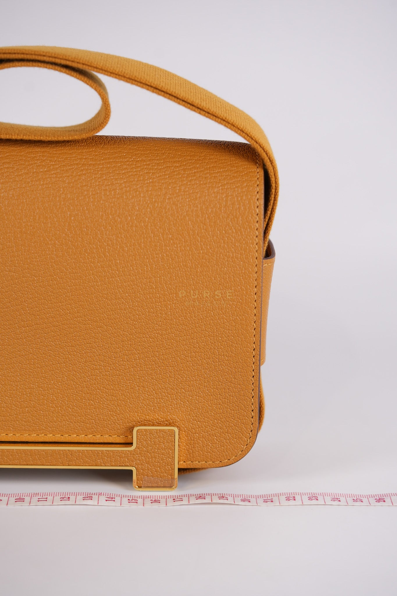 Geta in Camel Chevre Mysore Leather & Gold Hardware Stamp W (2024) | Purse Maison Luxury Bags Shop