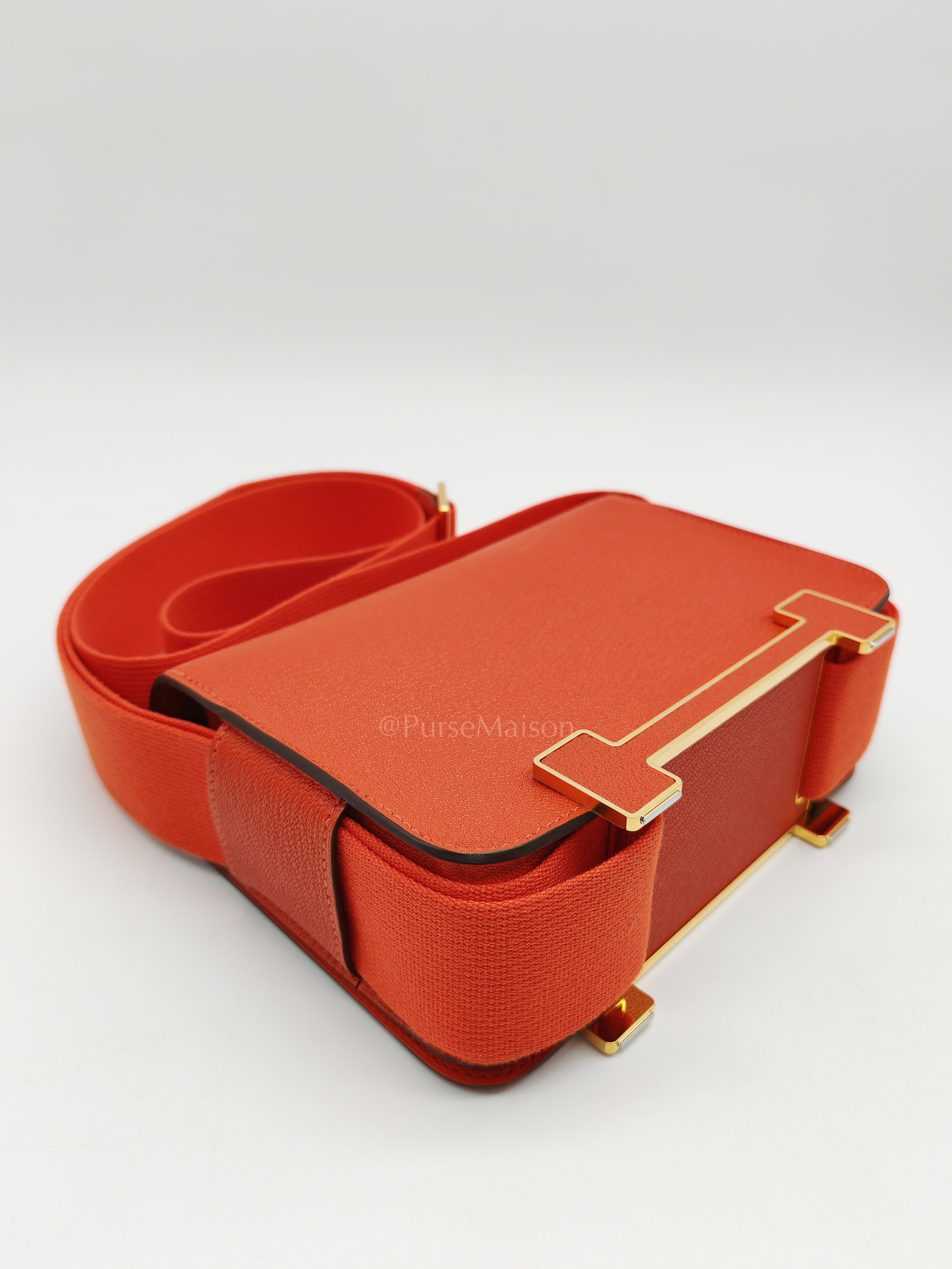 Geta in Capucine Chevre Mysore Leather & Gold Hardware Stamp U (2022) | Purse Maison Luxury Bags Shop