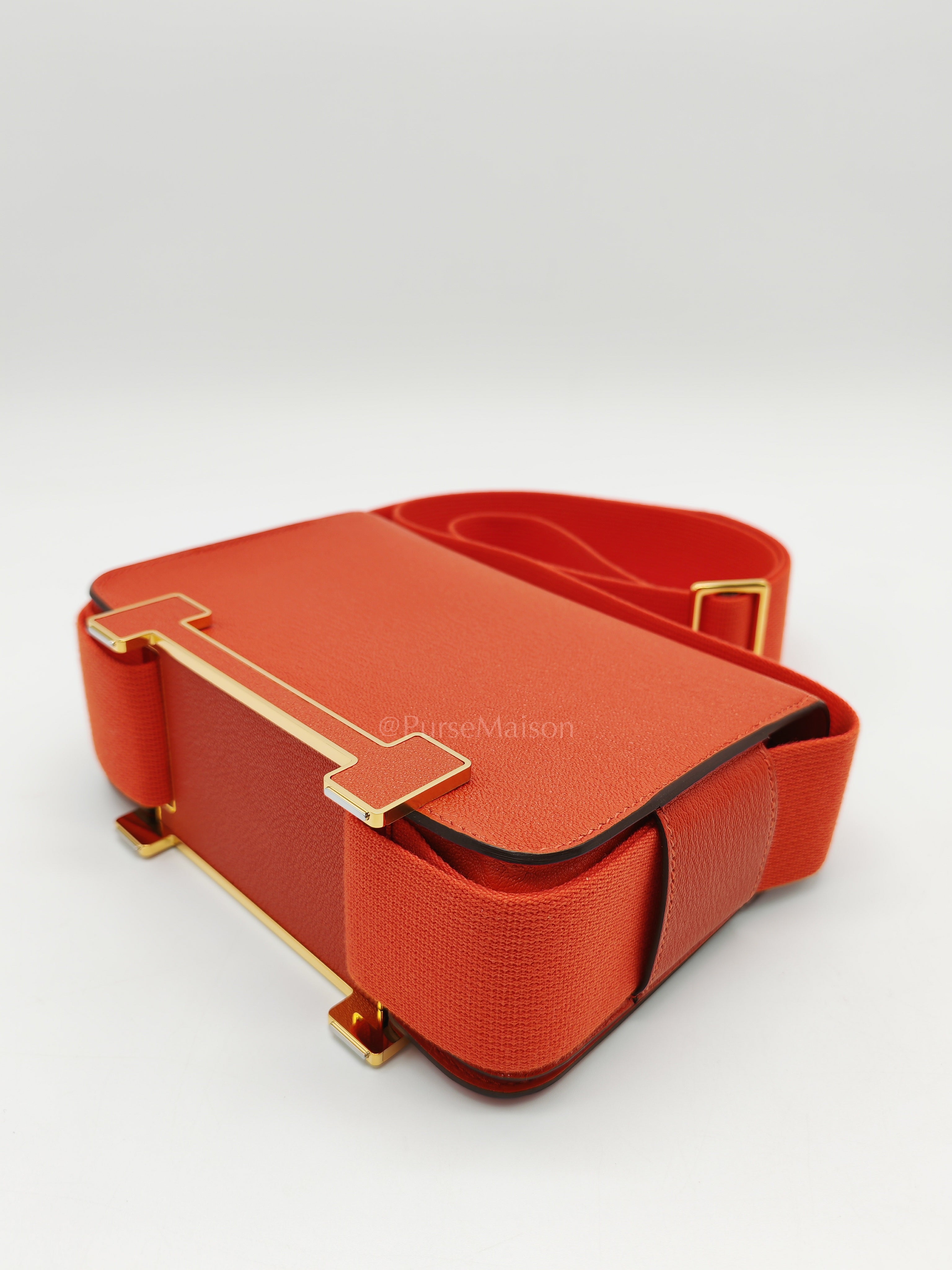Geta in Capucine Chevre Mysore Leather & Gold Hardware Stamp U (2022) | Purse Maison Luxury Bags Shop