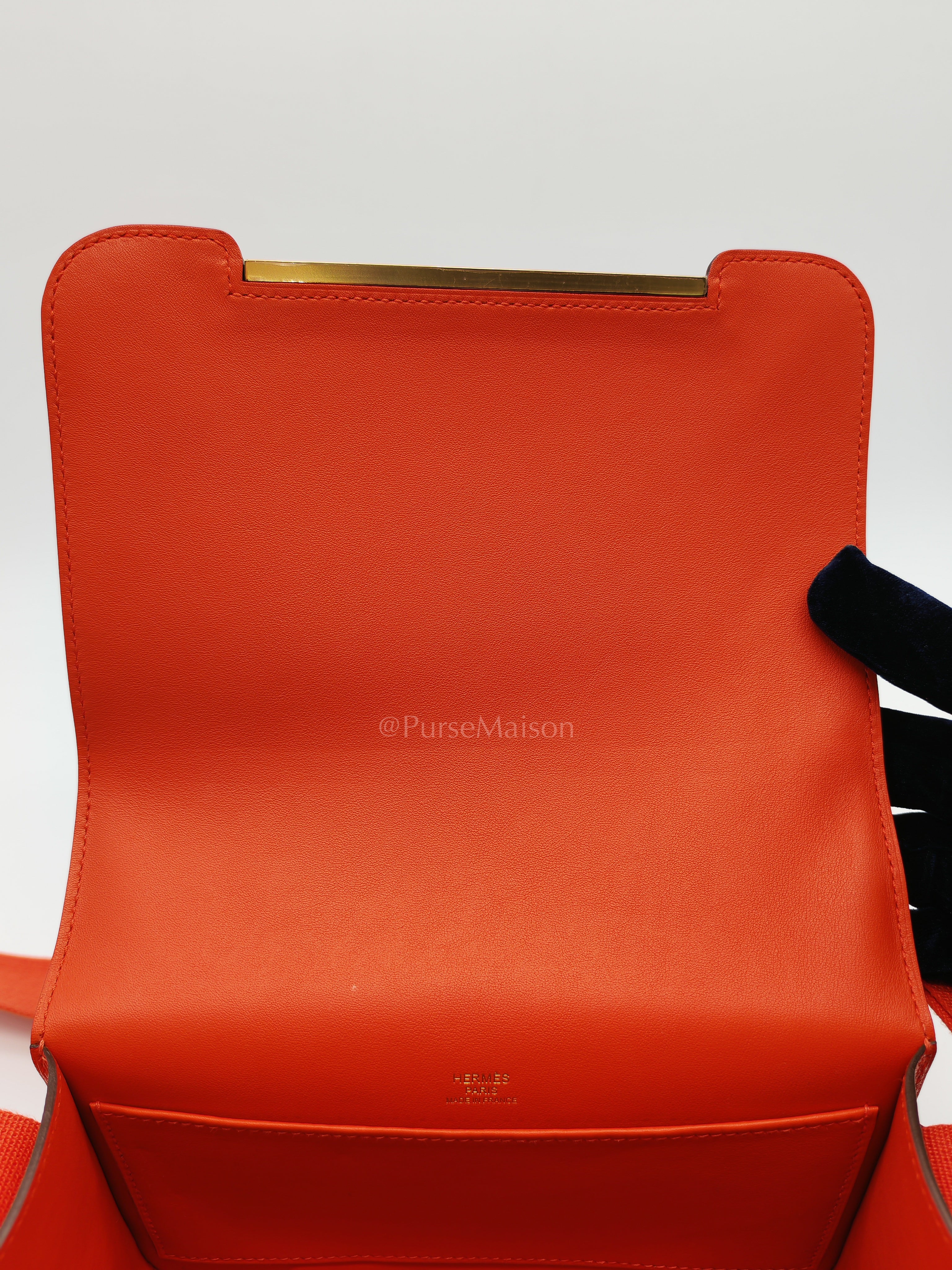 Geta in Capucine Chevre Mysore Leather & Gold Hardware Stamp U (2022) | Purse Maison Luxury Bags Shop