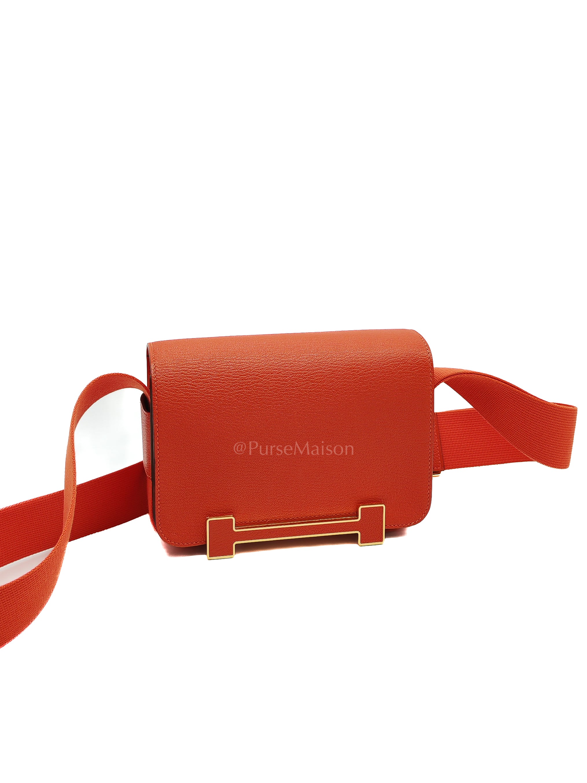 Geta in Capucine Chevre Mysore Leather & Gold Hardware Stamp U (2022) | Purse Maison Luxury Bags Shop