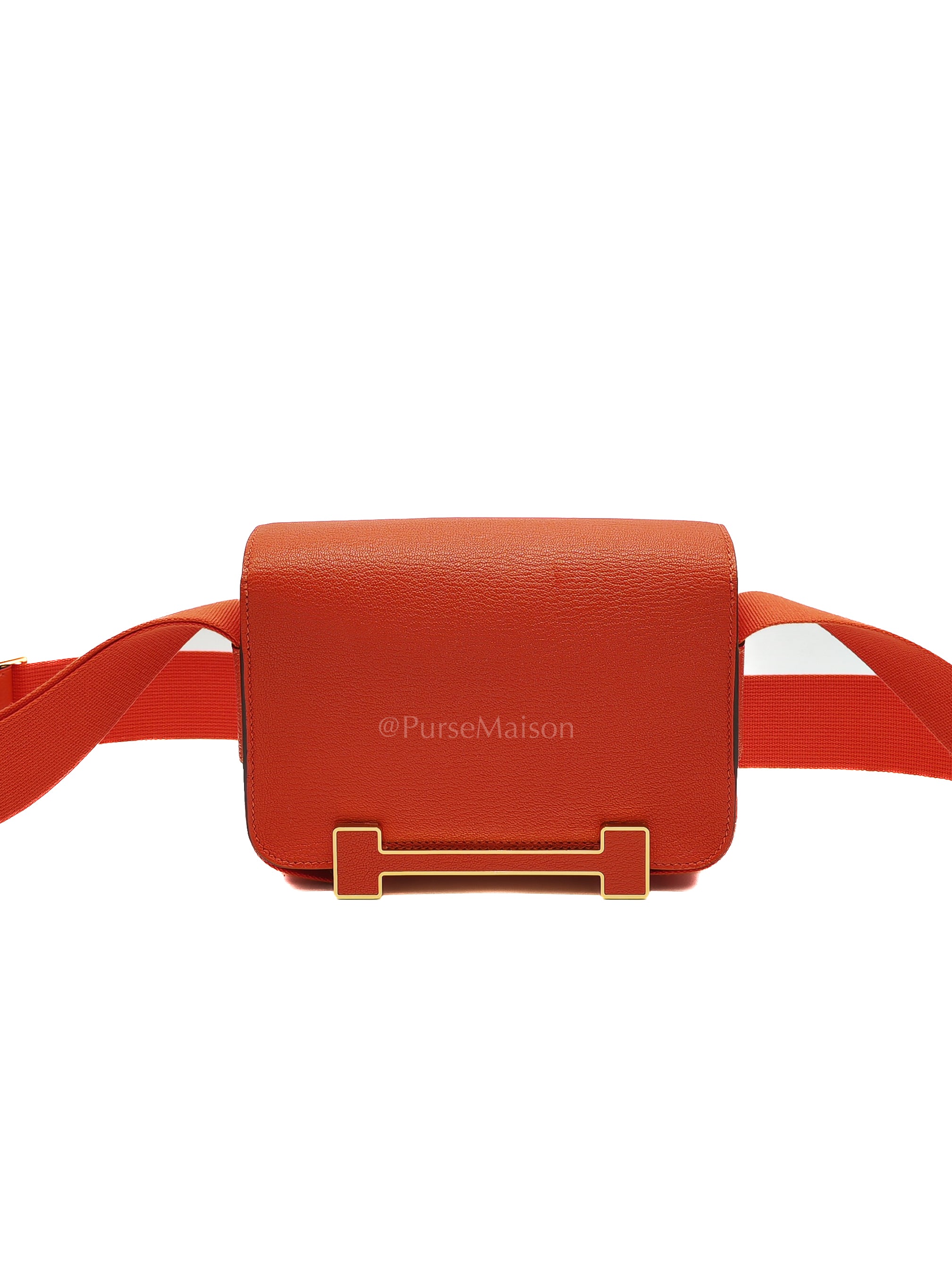 Geta in Capucine Chevre Mysore Leather & Gold Hardware Stamp U (2022) | Purse Maison Luxury Bags Shop