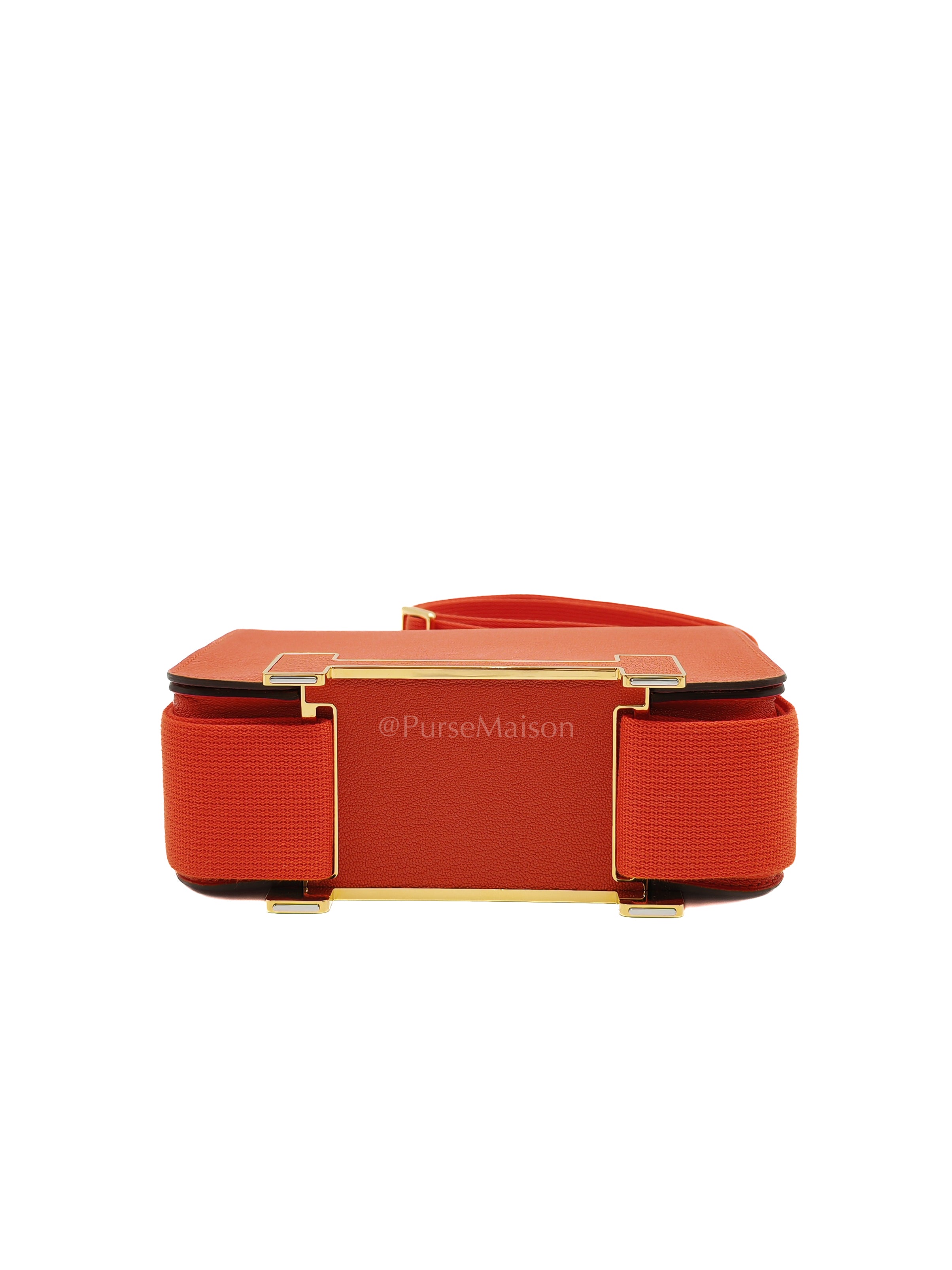 Geta in Capucine Chevre Mysore Leather & Gold Hardware Stamp U (2022) | Purse Maison Luxury Bags Shop