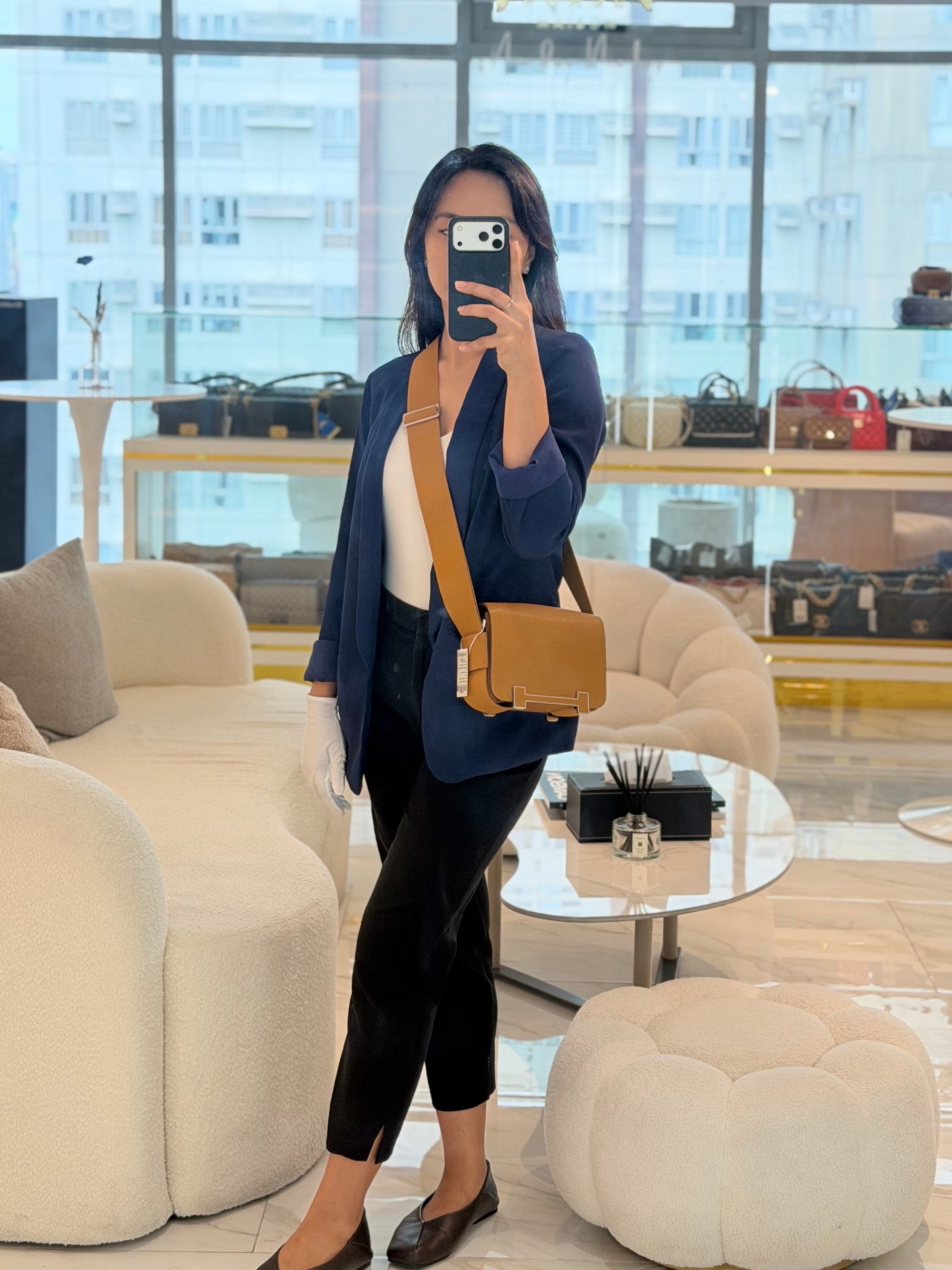 Geta in Caramel Chyvre Mysore Leather & Palladium Hardware Stamp U (2022) | Purse Maison Luxury Bags Shop