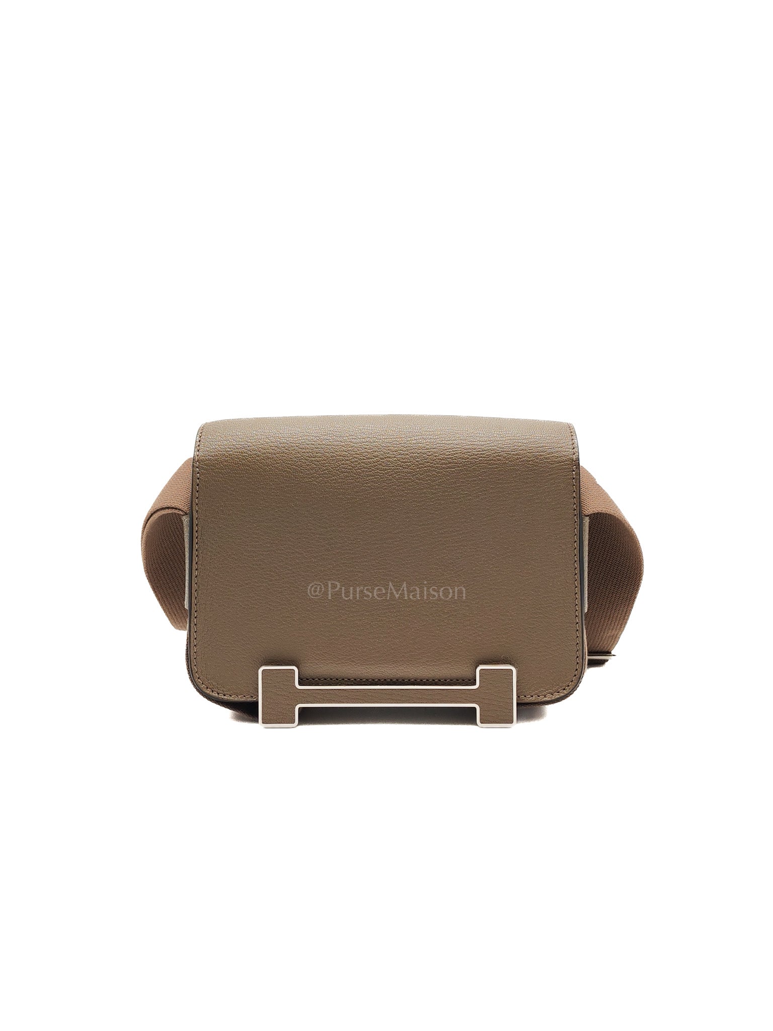 Geta in Etoupe Chevre Mysore Leather & Palladium Hardware Stamp B(2023) | Purse Maison Luxury Bags Shop