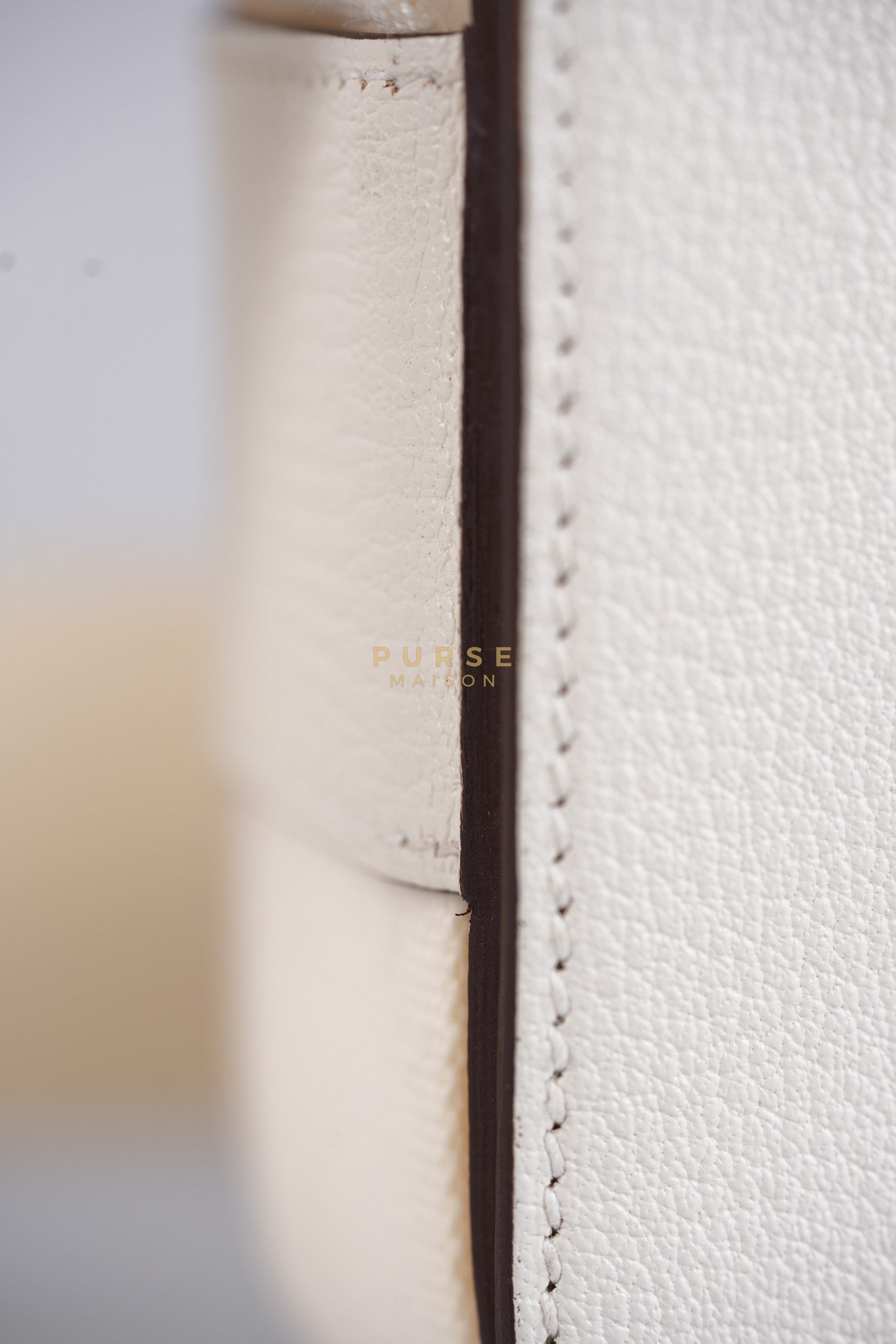 Geta in Nata Chevre Mysore Leather & Palladium Hardware Stamp W (2024) | Purse Maison Luxury Bags Shop