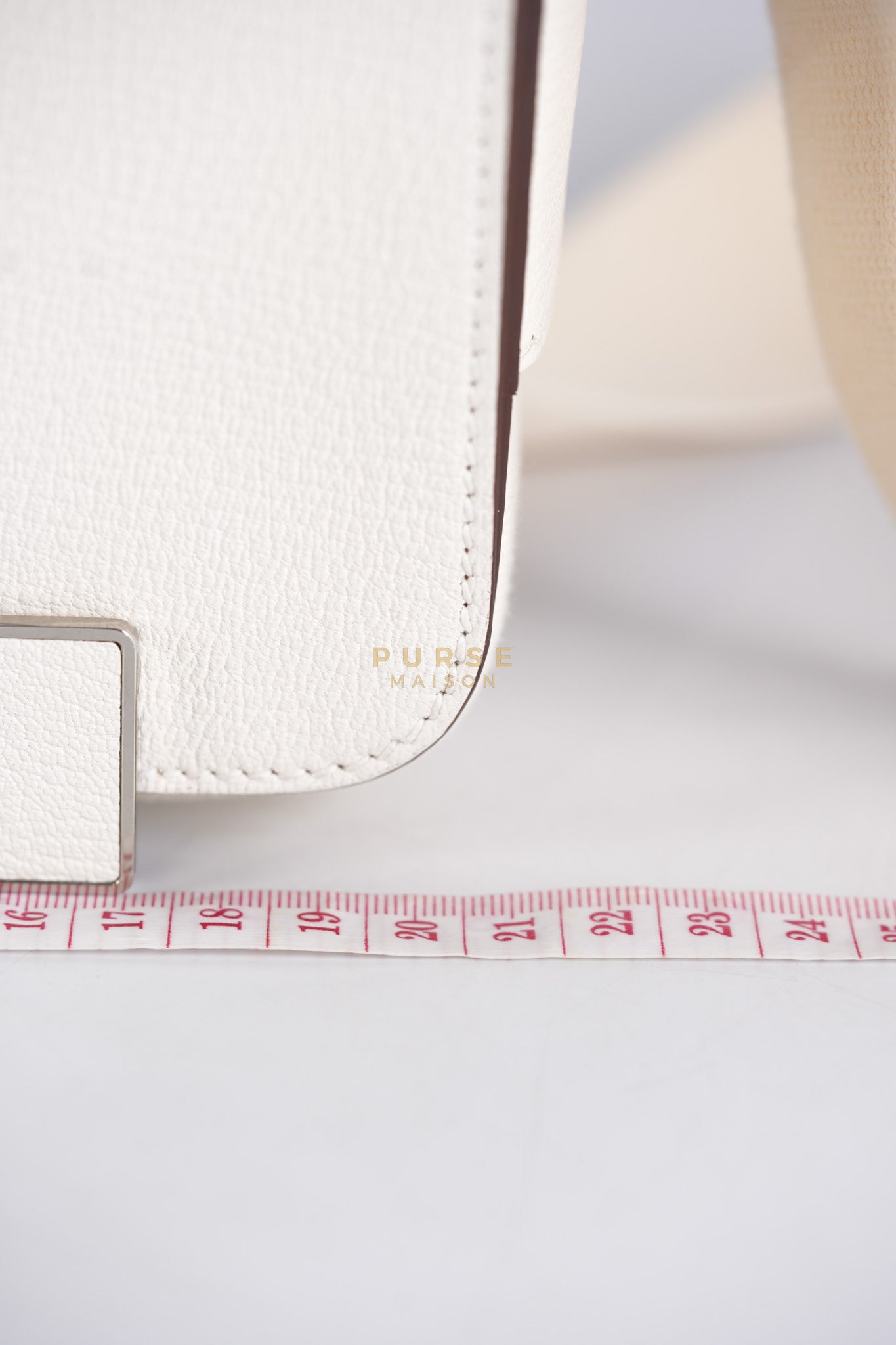 Geta in Nata Chevre Mysore Leather & Palladium Hardware Stamp W (2024) | Purse Maison Luxury Bags Shop