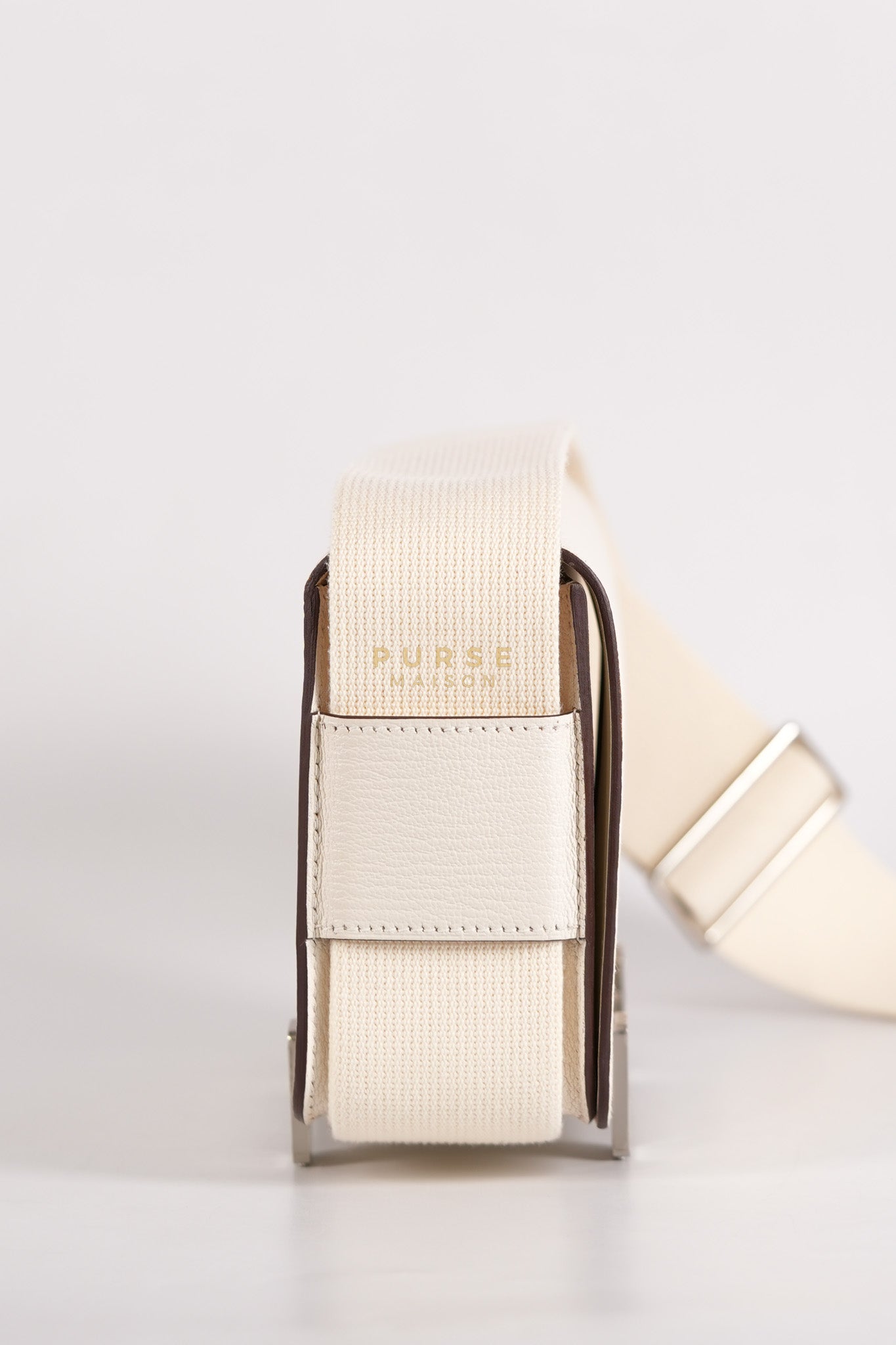 Geta in Nata Chevre Mysore Leather & Palladium Hardware Stamp W (2024) | Purse Maison Luxury Bags Shop